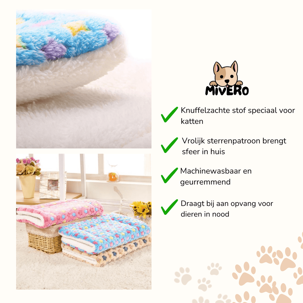 Meowla - Zachte Sterrenprint Kattendeken - Mivero
