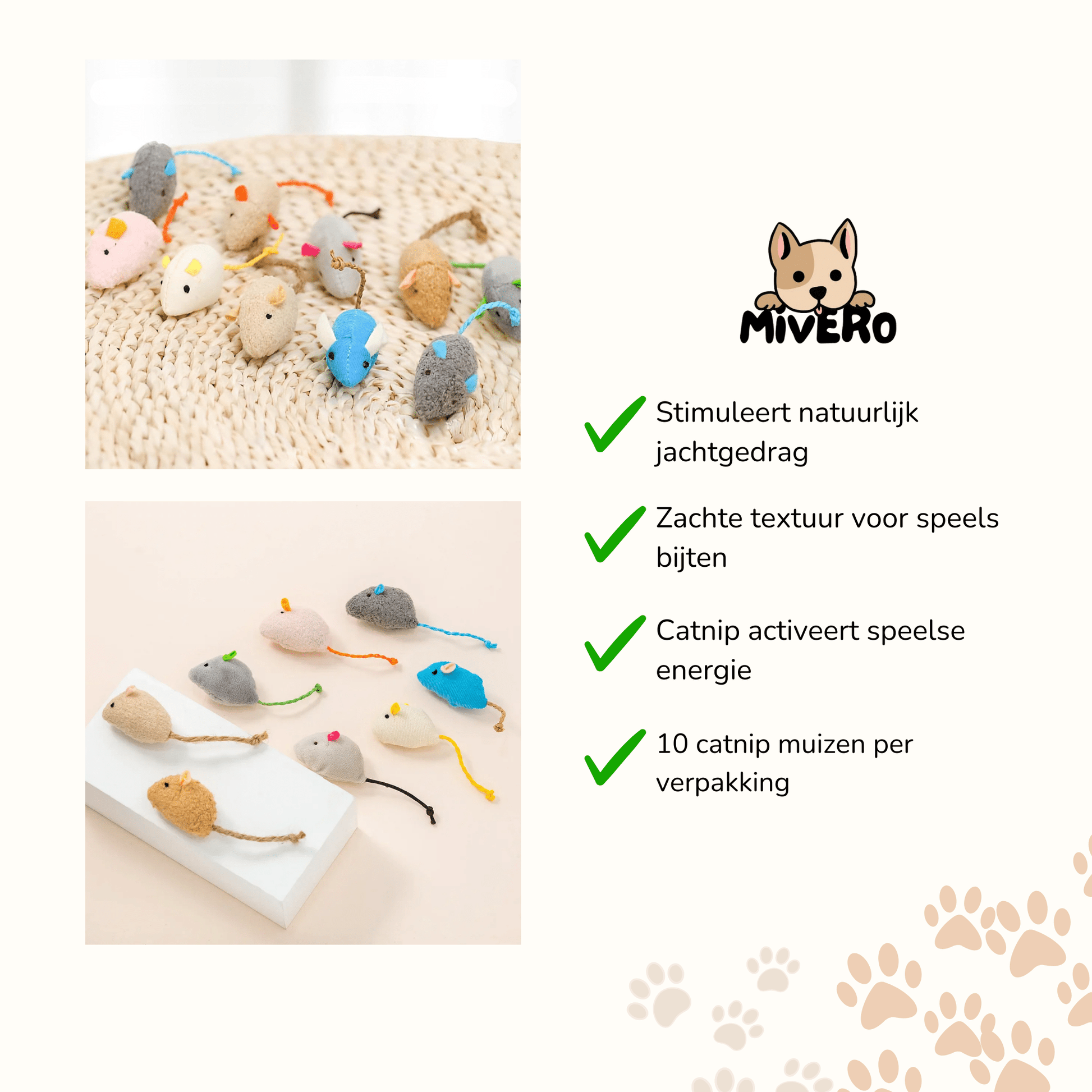Meowza - Pluche Catnip Speelmuizen - Mivero