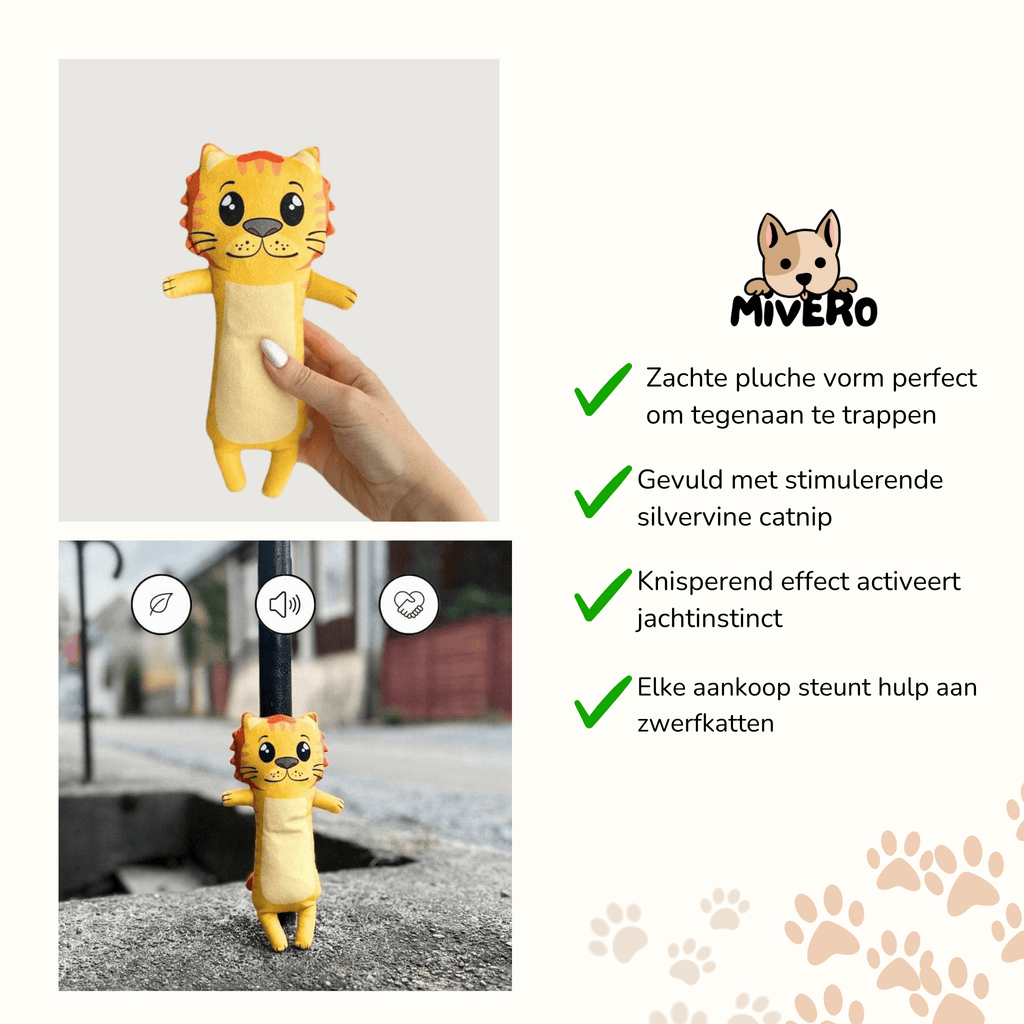 Minikat - Knisperende Silvervine Knuffelkat - Mivero