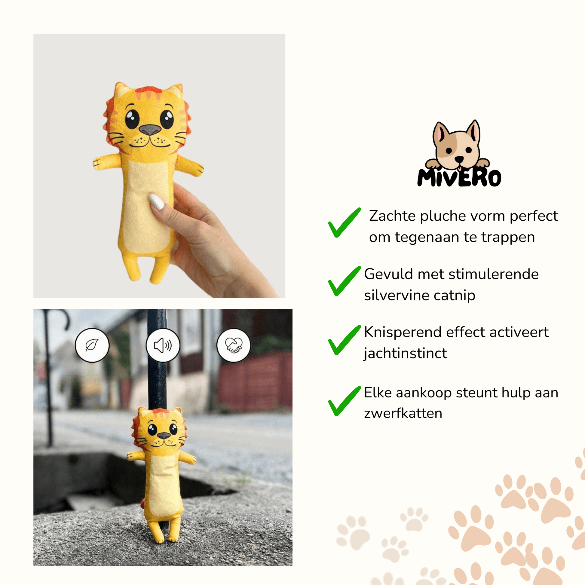 Minikat - Knisperende Silvervine Knuffelkat - Mivero