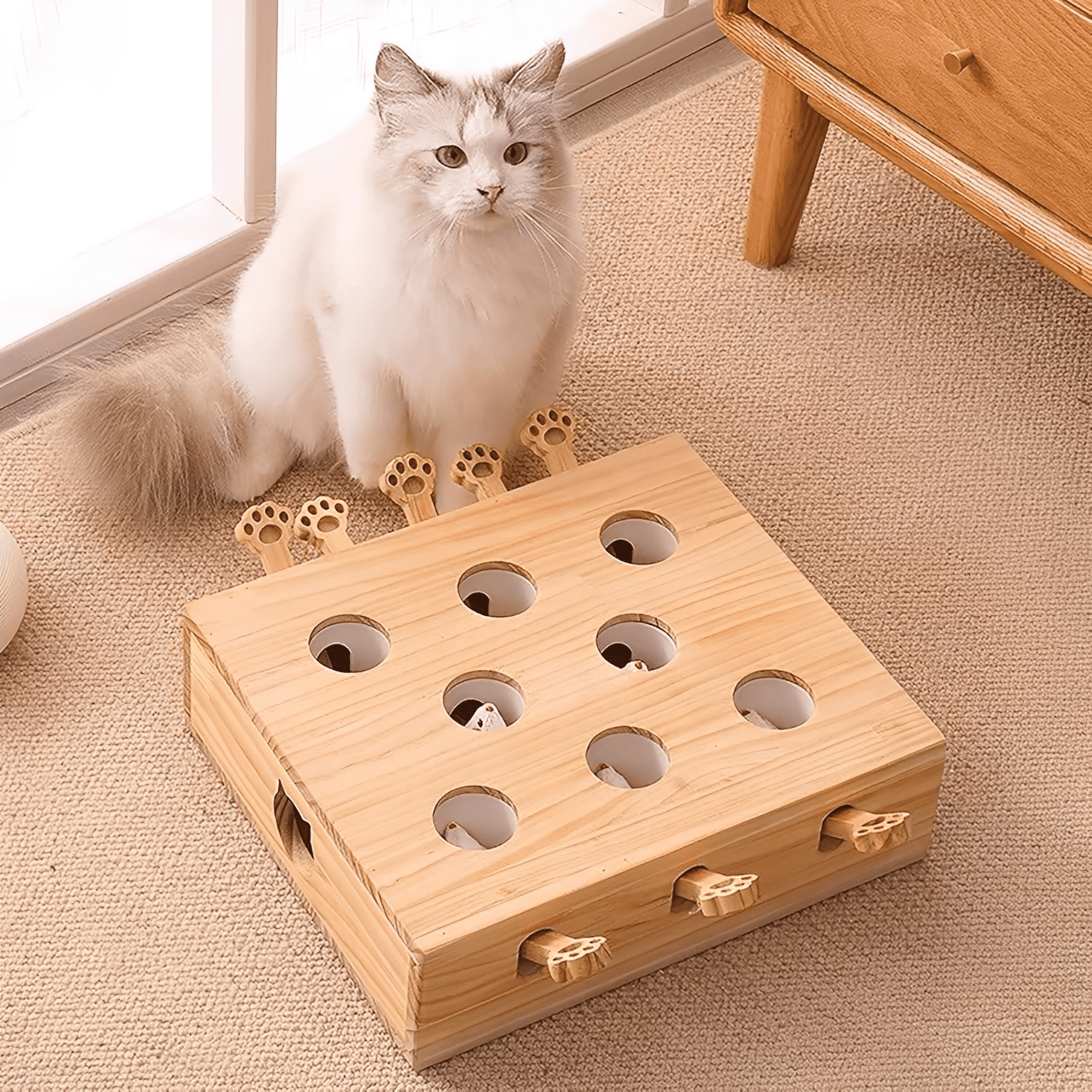 molehunt - houten interactief whack - a - mole kattenspeelgoed - mivero