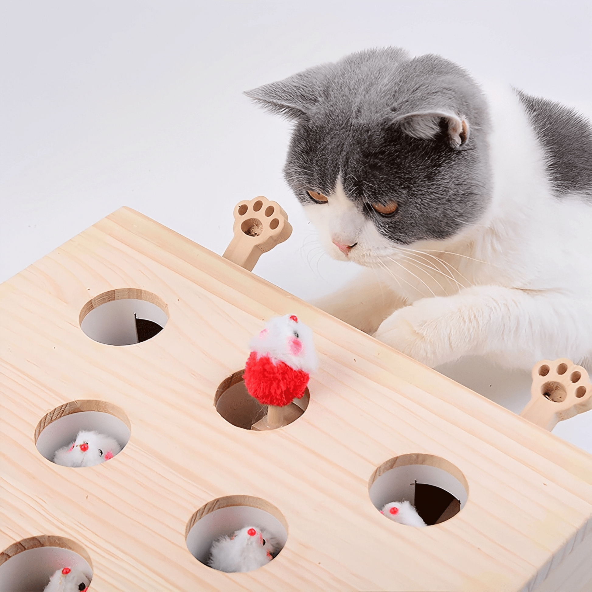 MoleHunt - Houten Interactief Whack - a - Mole Kattenspeelgoed - Mivero