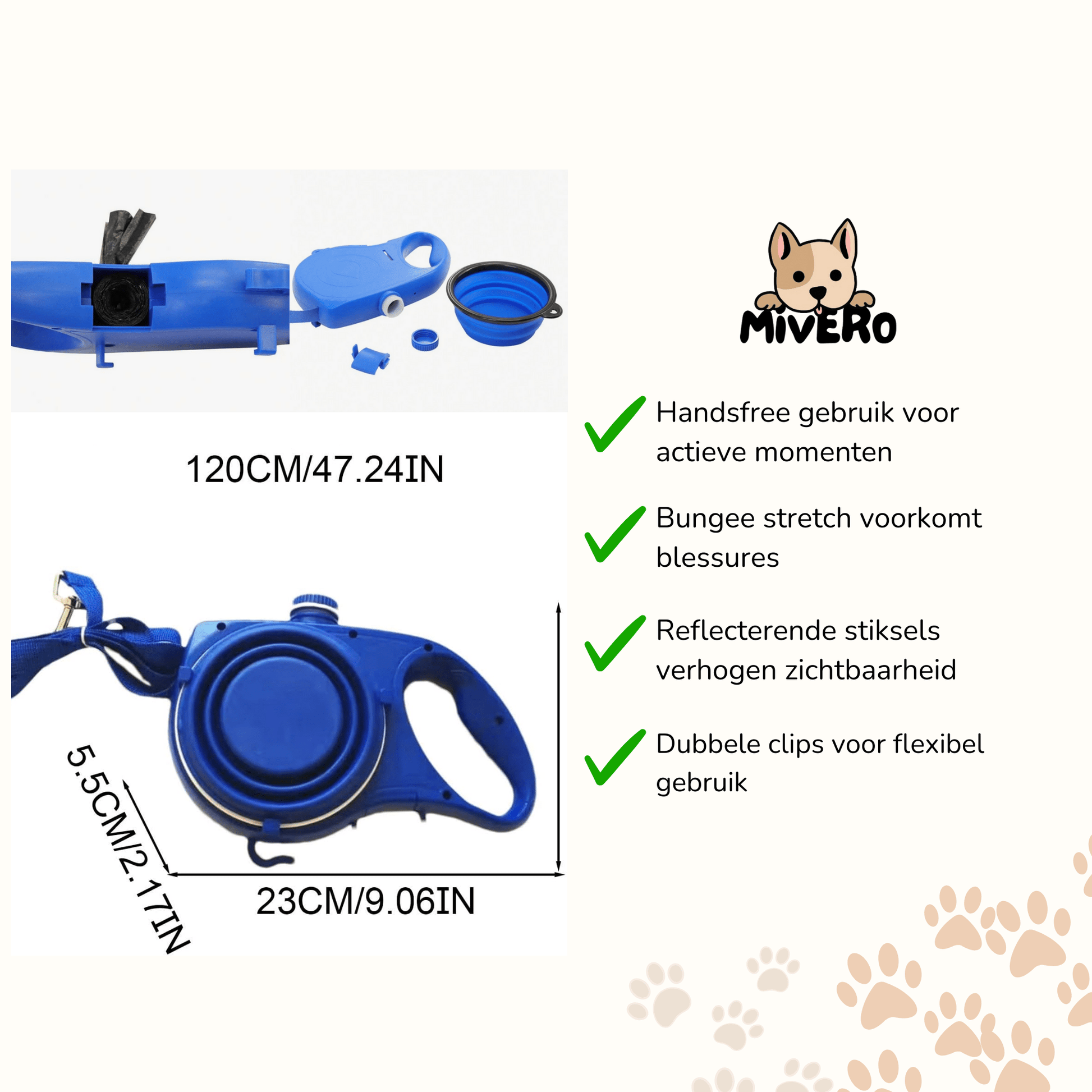 MoveMate - Handsfree Reflecterende Hondenlijn - Mivero