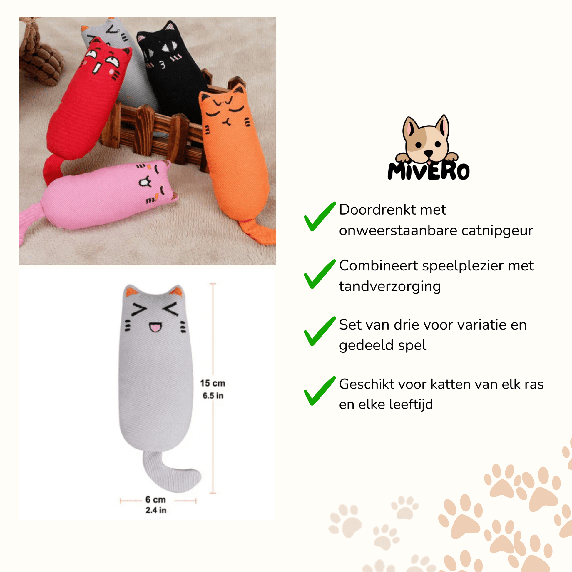 Munchpaw - Catnip Pluche Tandspeeltjes - Mivero