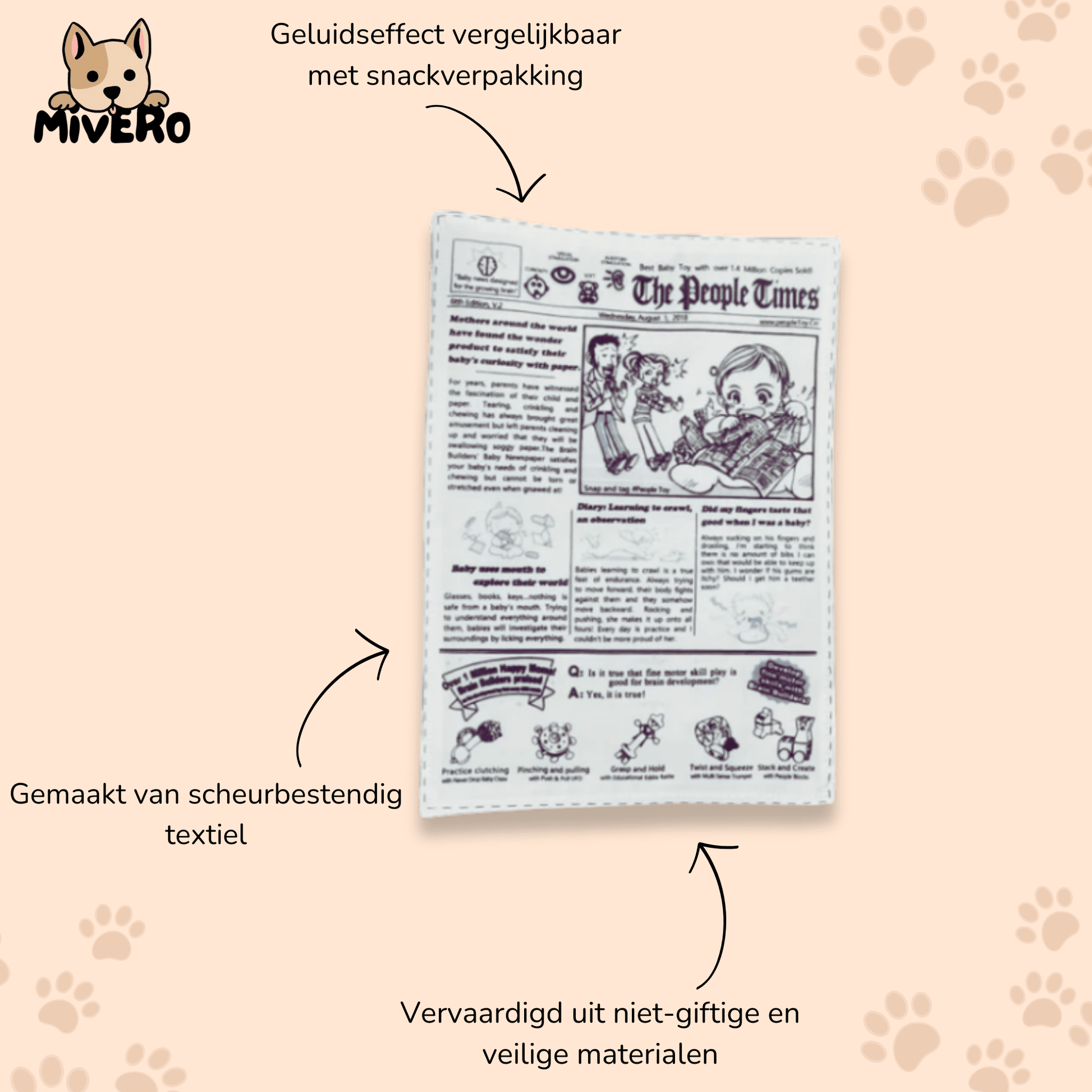 NewsPup - Krinkelend Scheurbestendig Hondenspeeltje - Mivero