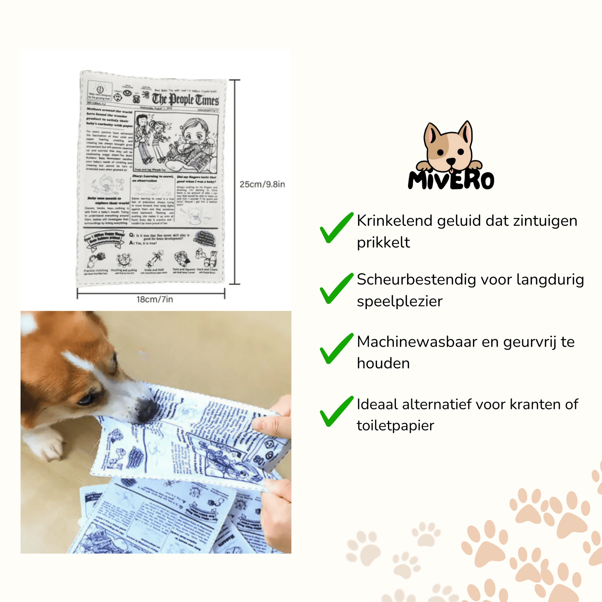 NewsPup - Krinkelend Scheurbestendig Hondenspeeltje - Mivero
