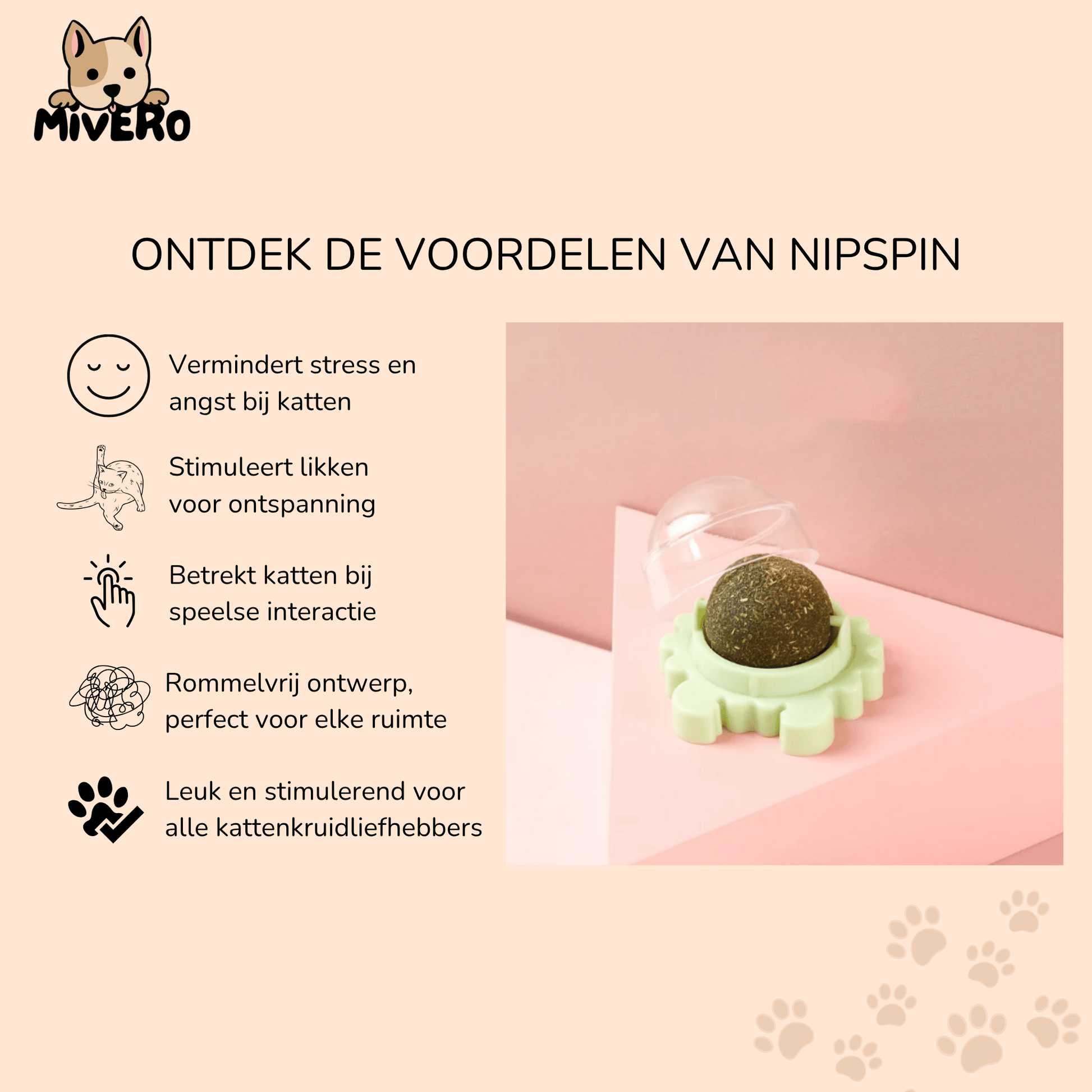 NipSpin - Draaibare Kattenkruid Likbal - Mivero