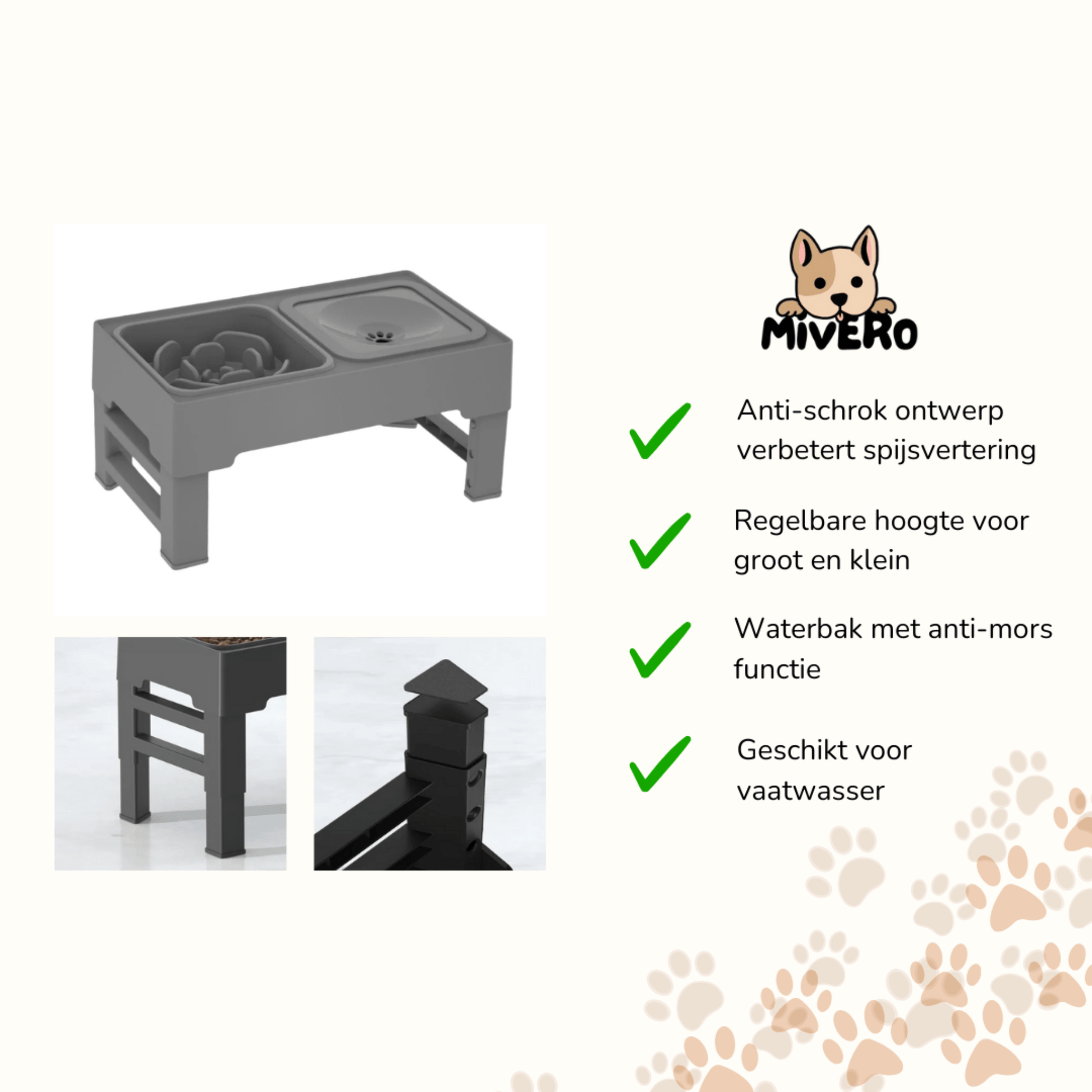 PaceBowl - Verstelbare Anti - Knoei Voerbak - Mivero