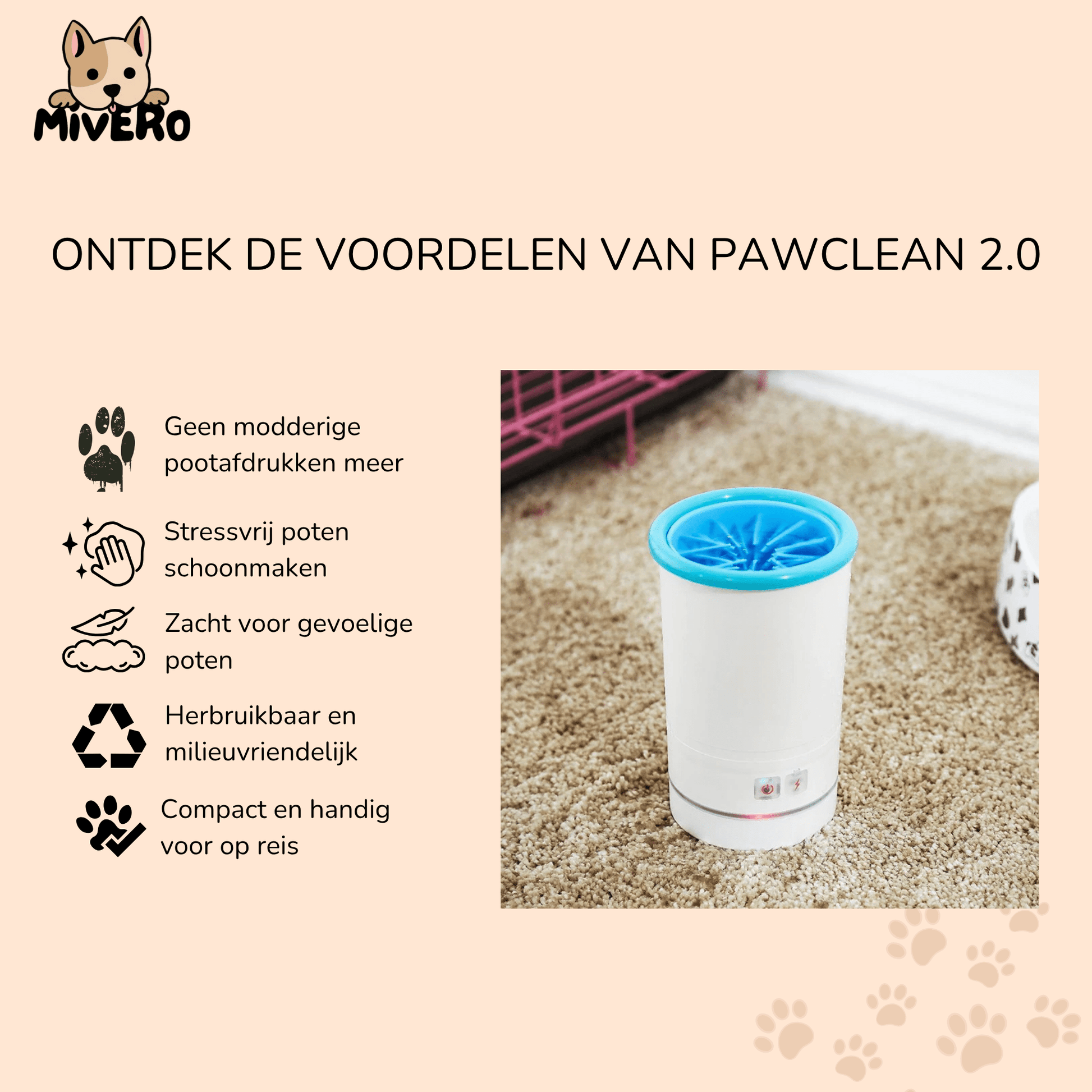 PawClean 2.0 - Siliconen Pootreiniger Beker - Mivero