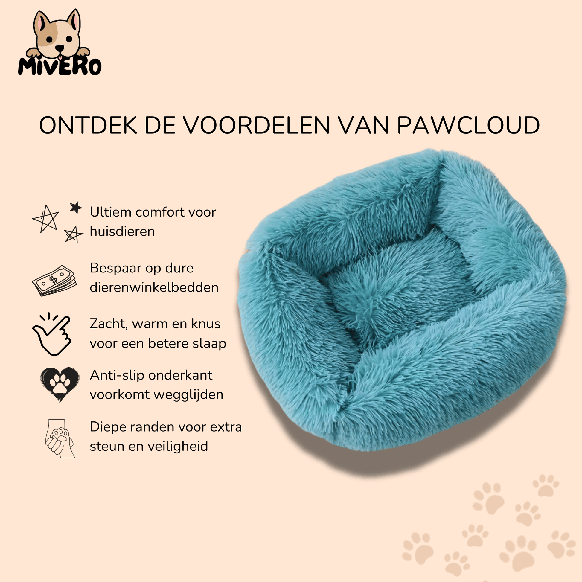 PawCloud - Kalmerende Donut Hondenmand - Mivero