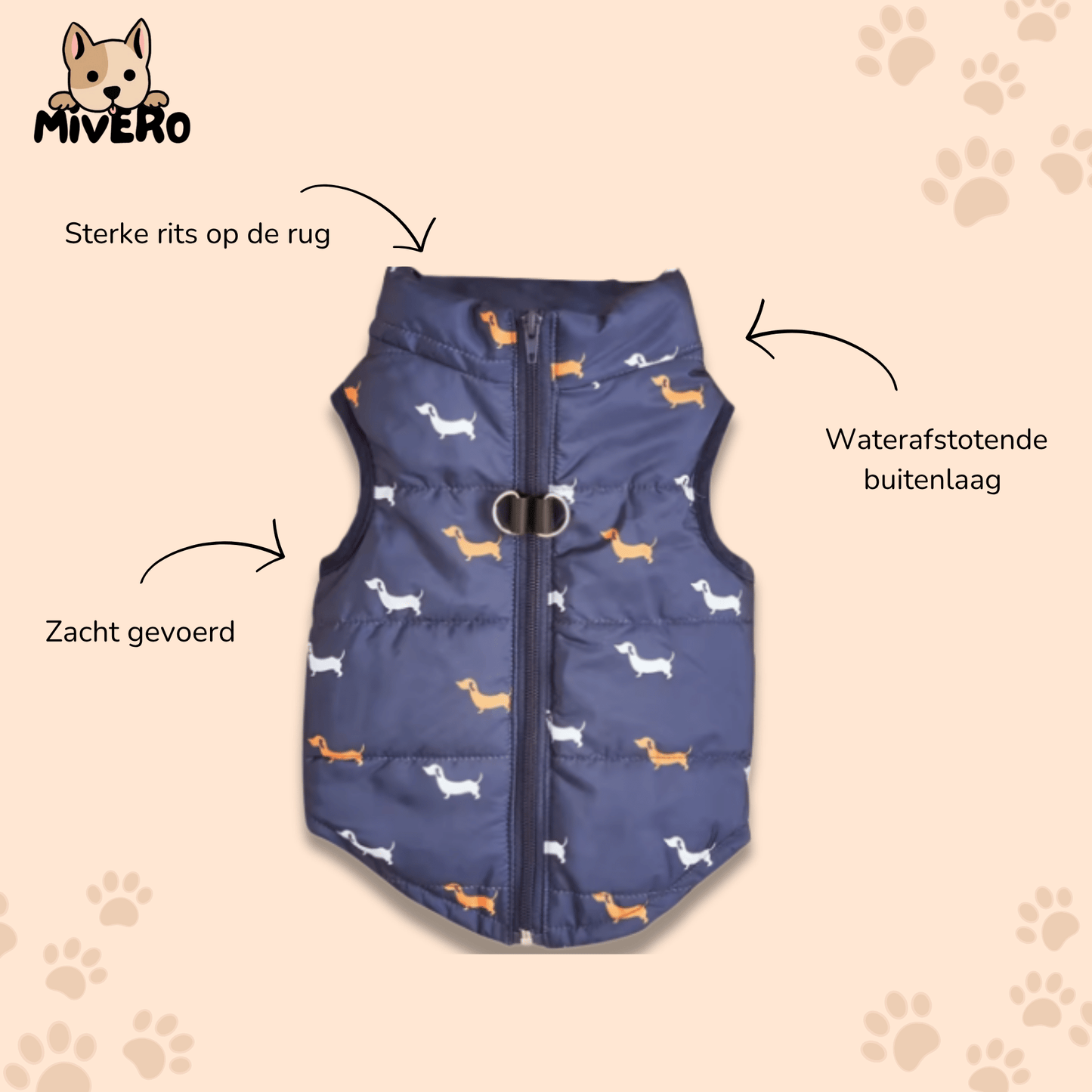 pawcozy - gevoerde rits hondenjas - mivero