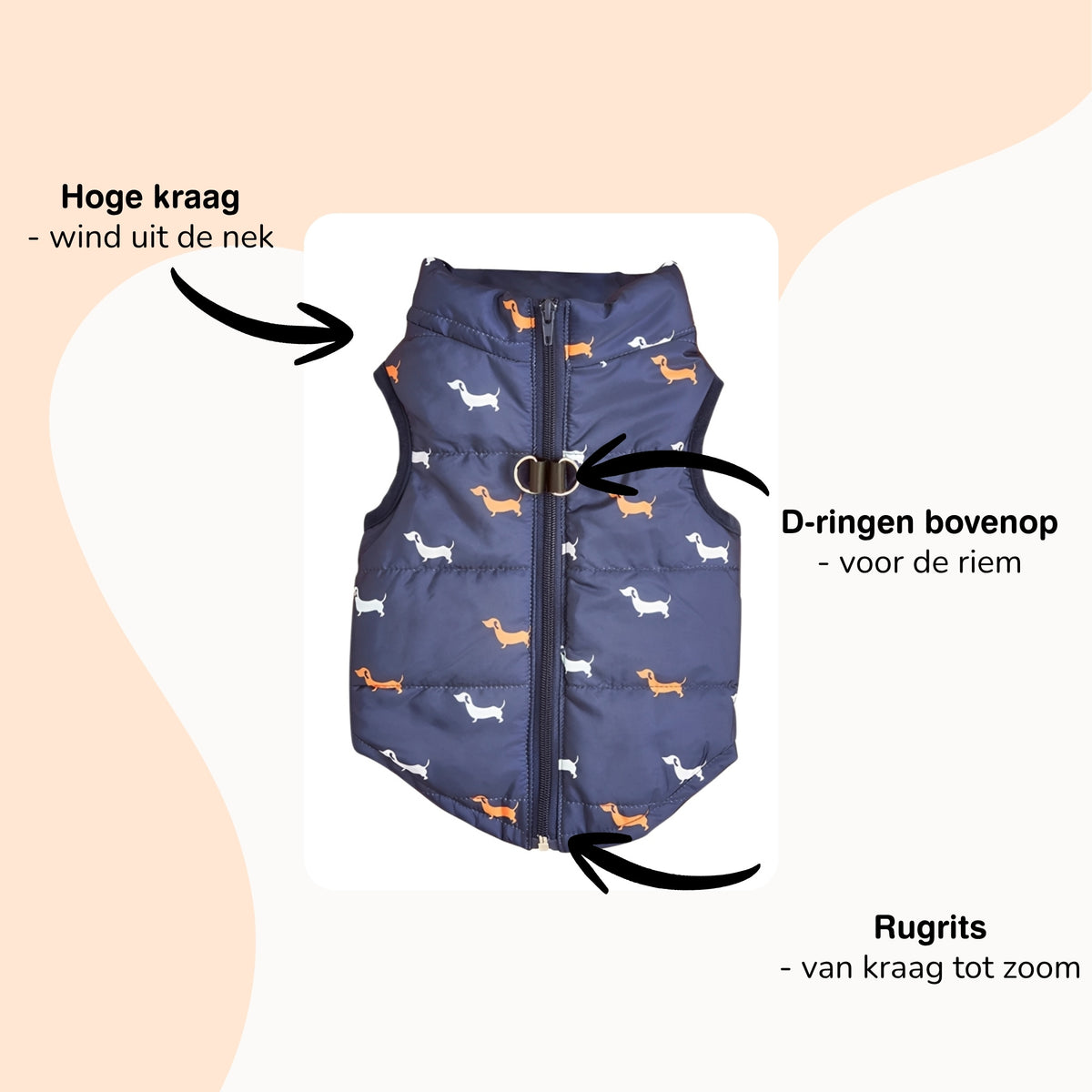 PawCozy - Hondenjas Gevoerd met D-ringen - Mivero