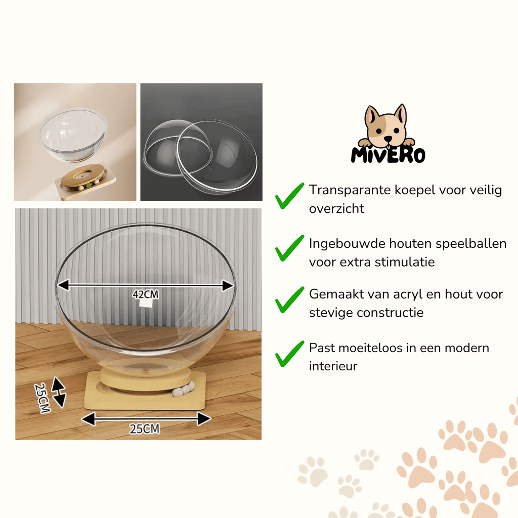 Pawdome - Transparante Speelcapsule Kattenbed - Mivero