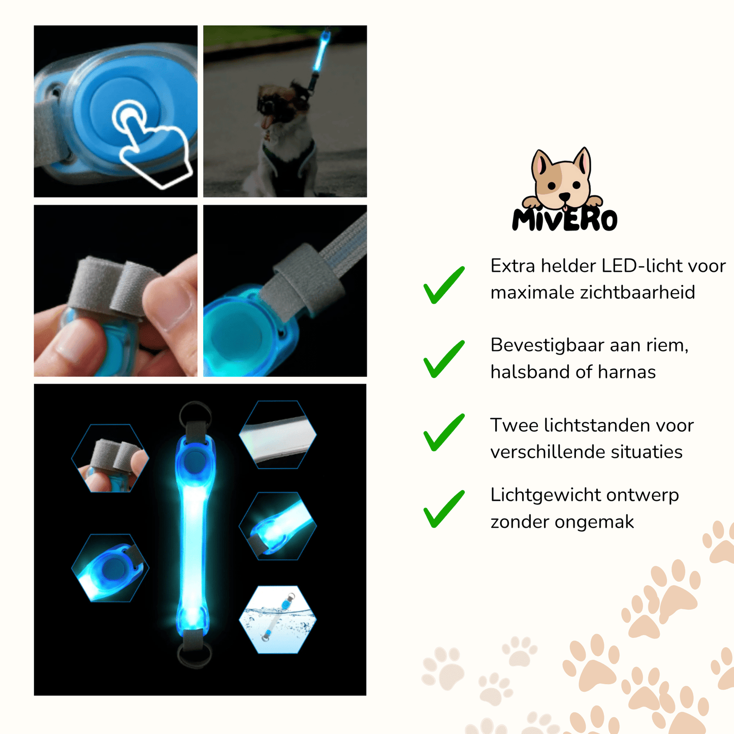 pawglow - led veiligheids hondenlamp - mivero
