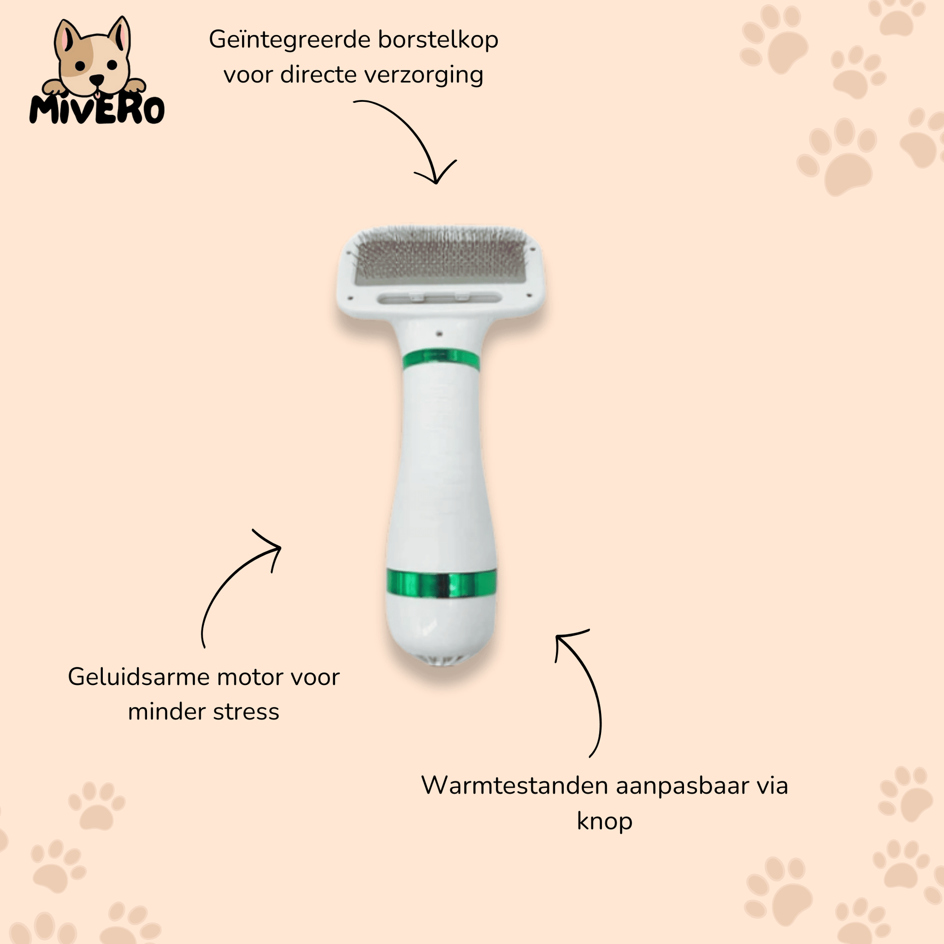 PawGroom - Rustgevende Droog - Borstel Hondenföhn - Mivero
