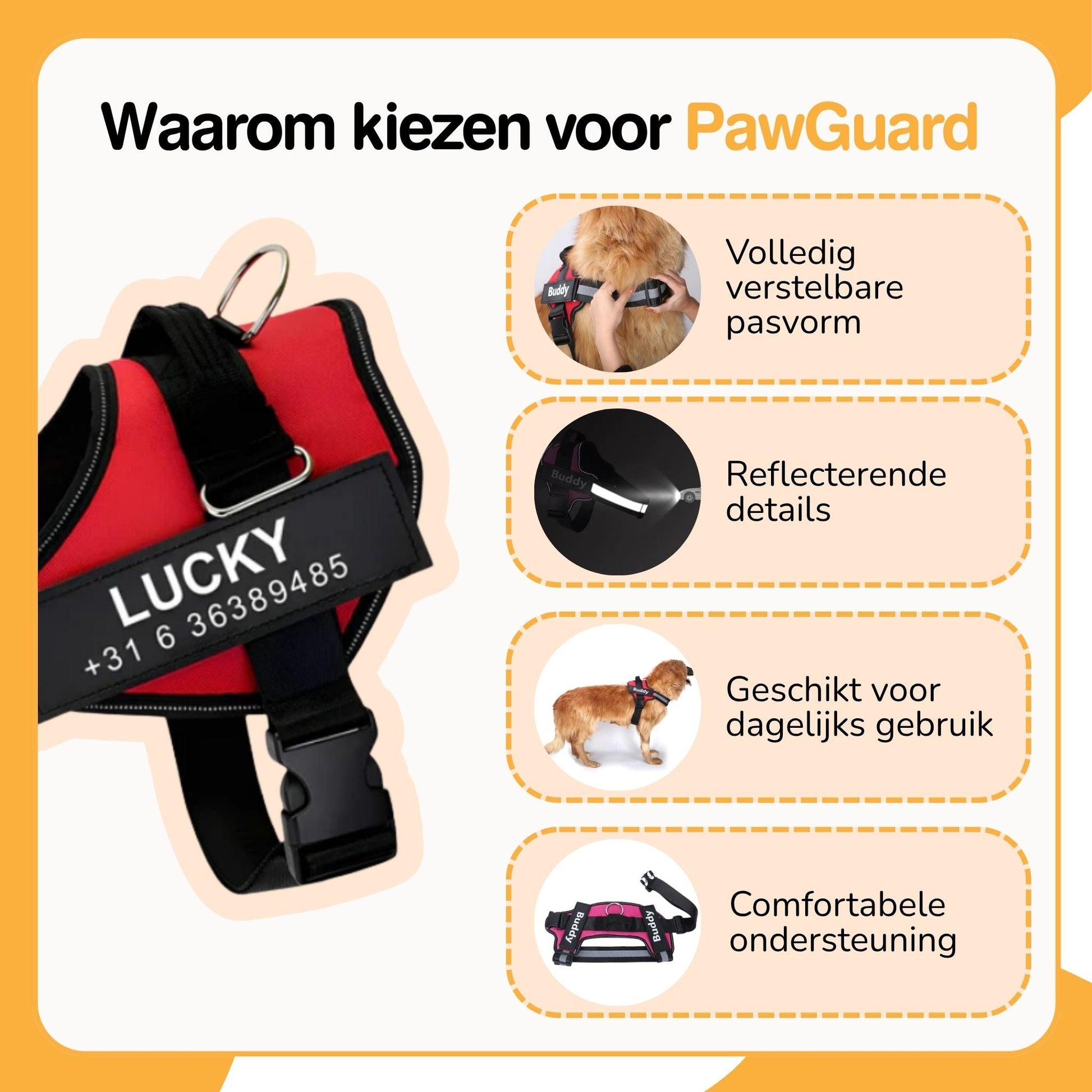 PawGuard - Gepersonaliseerd Hondentuigje - Mivero