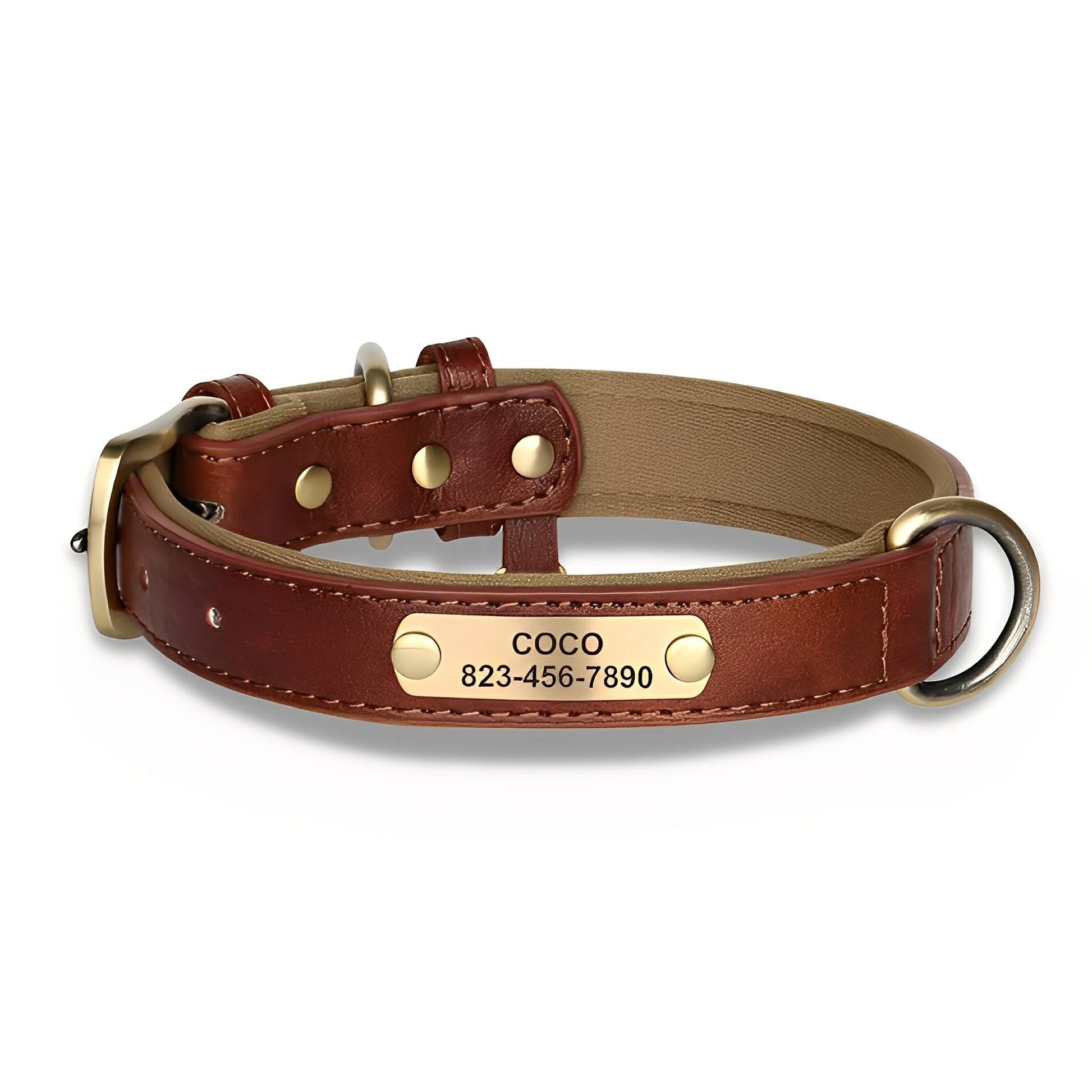 PawID - Gegraveerde Leren Hondenhalsband - Mivero