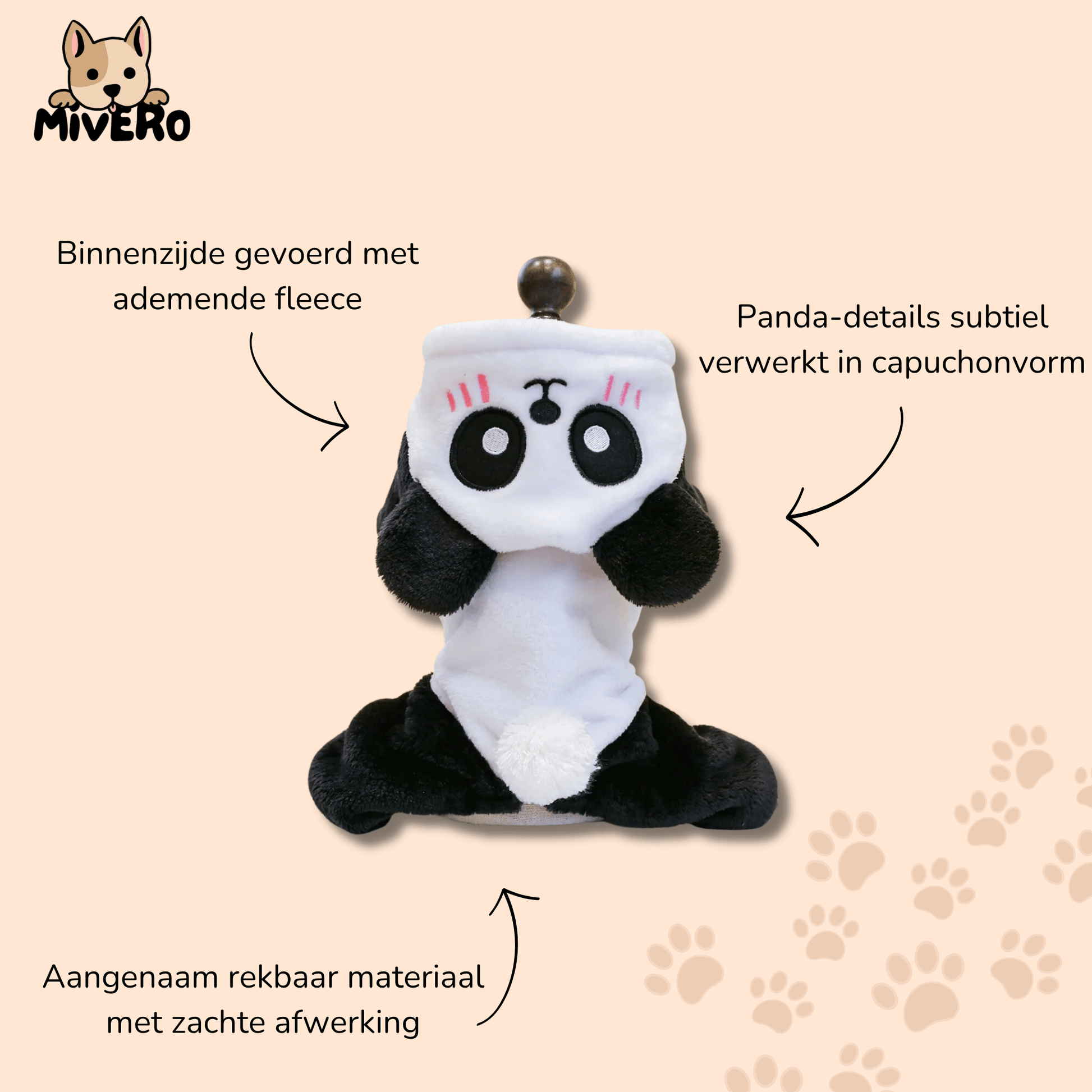 Pawnda - Hypoallergene Panda Hondenhoodie - Mivero