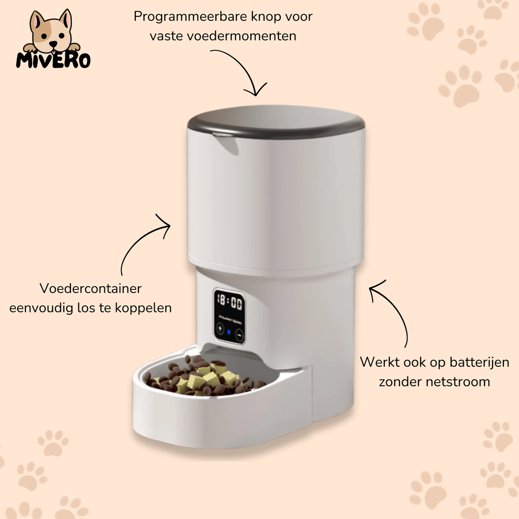 PawNect - Knopgestuurde Voerautomaat Huisdieren - Mivero
