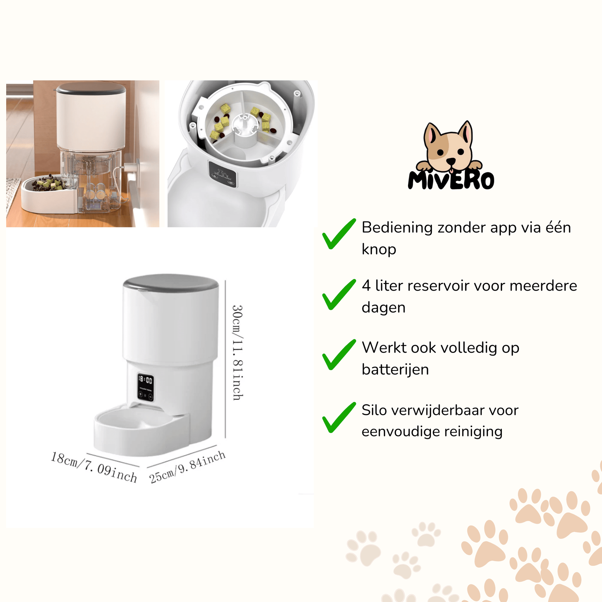 PawNect - Knopgestuurde Voerautomaat Huisdieren - Mivero