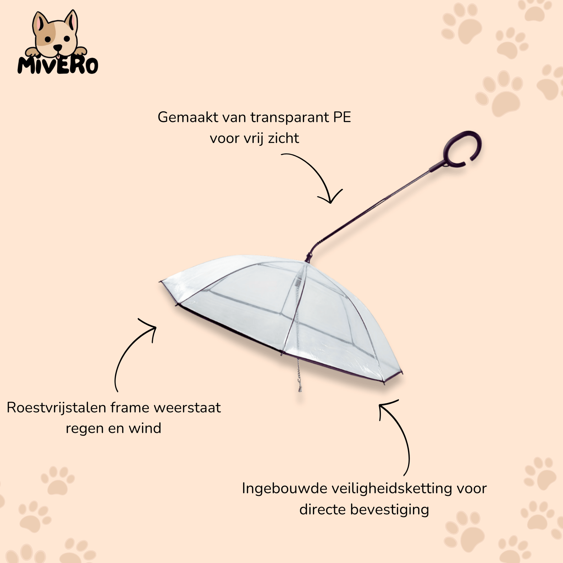 Pawrella - Transparante Veiligheids Hondenparaplu - Mivero
