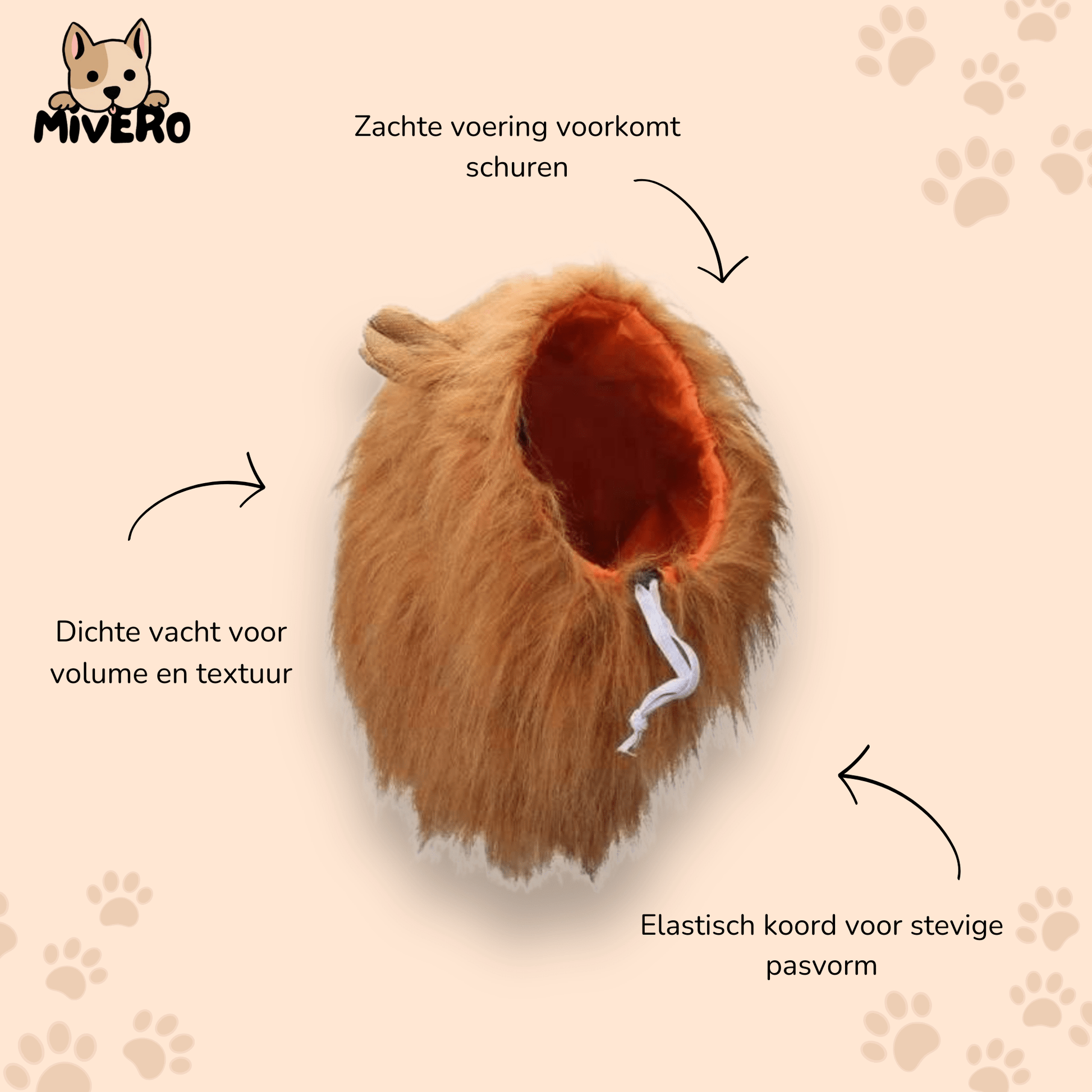PawRoar - Verstelbare Leeuwenmanen Hondenkostuum - Mivero