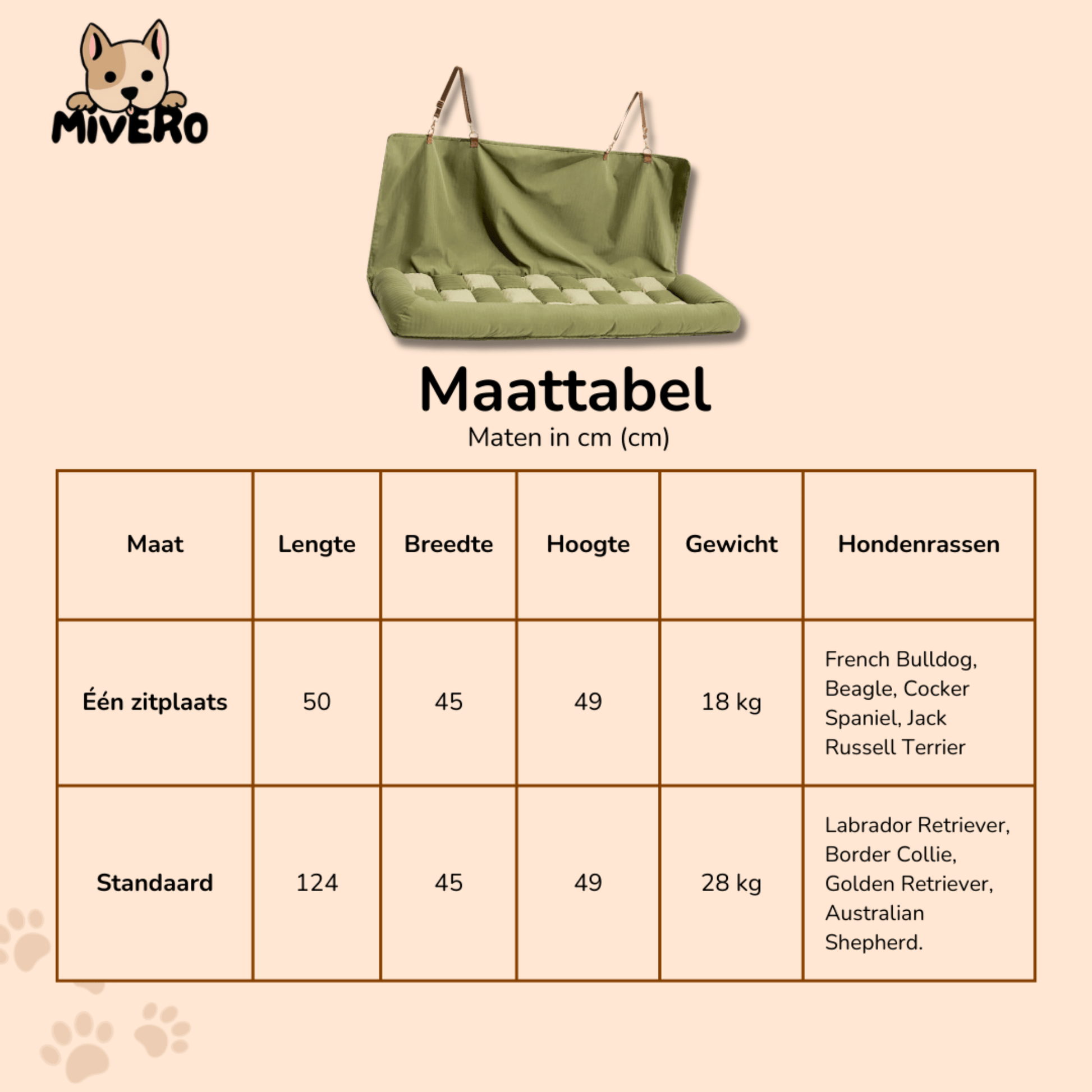 PawSecure - Honden Autobed voor Achterbank met Veiligheidsriem - Mivero