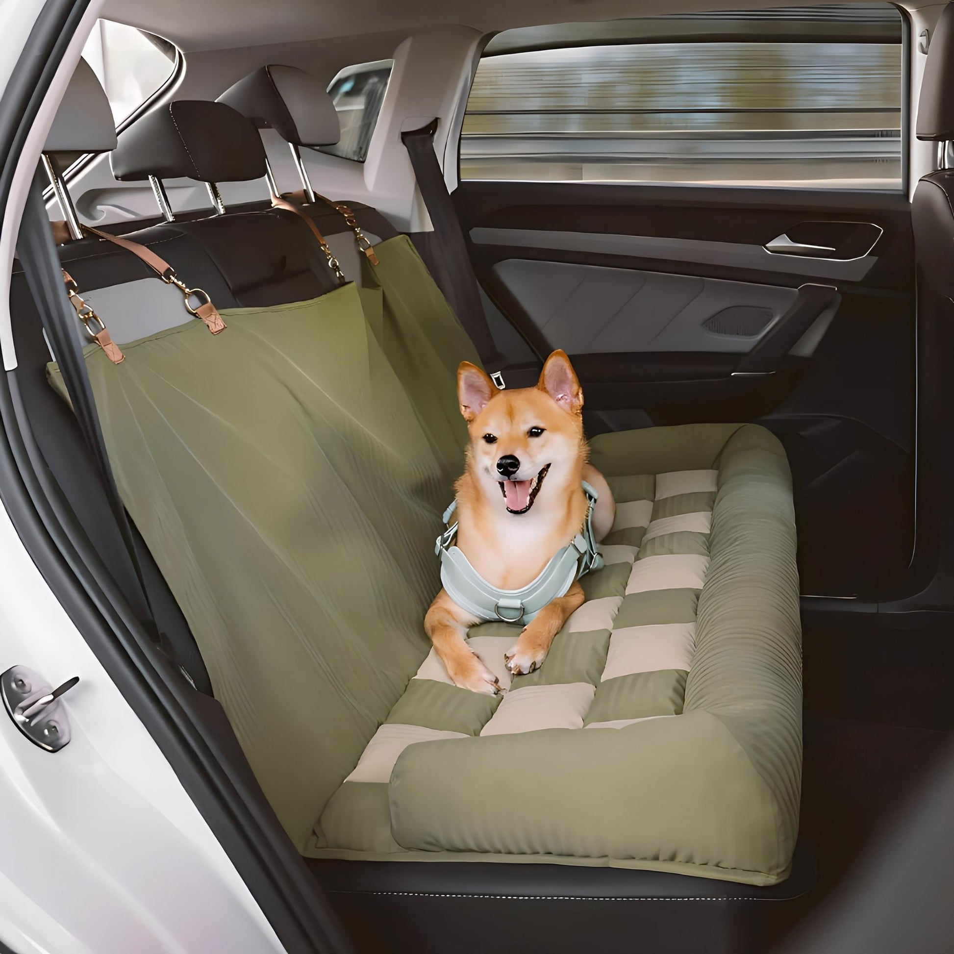 PawSecure - Honden Autobed voor Achterbank met Veiligheidsriem - Mivero