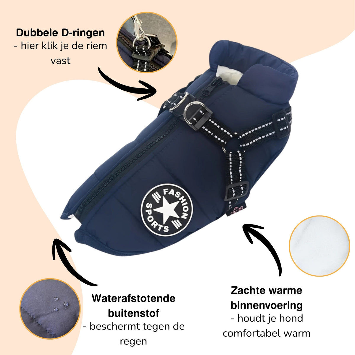 pawshield - hondenjas winter met ingebouwd tuig - mivero