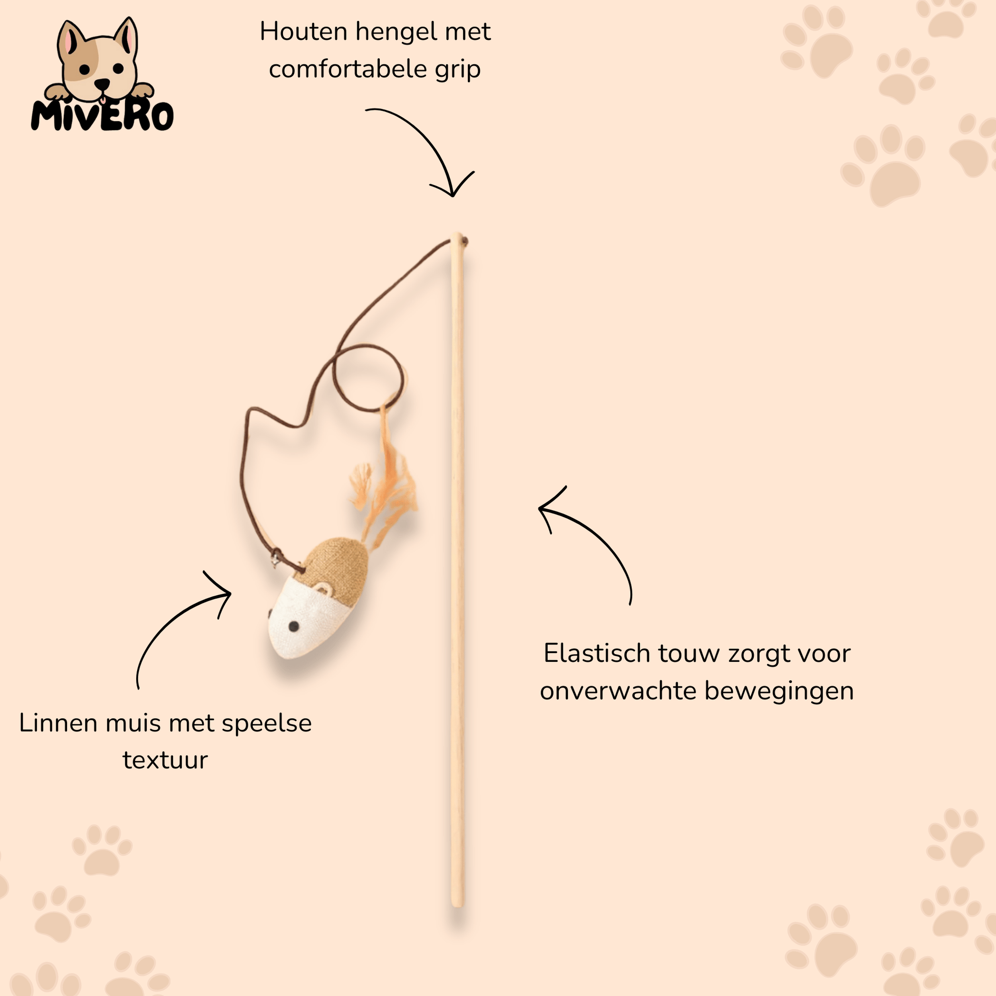 Pawsnatch - Linnen Interactieve Kattenhengel - Mivero