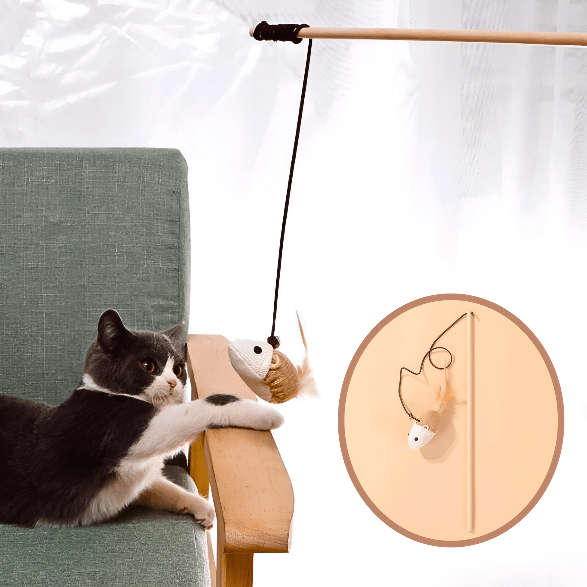 Pawsnatch - Linnen Interactieve Kattenhengel - Mivero