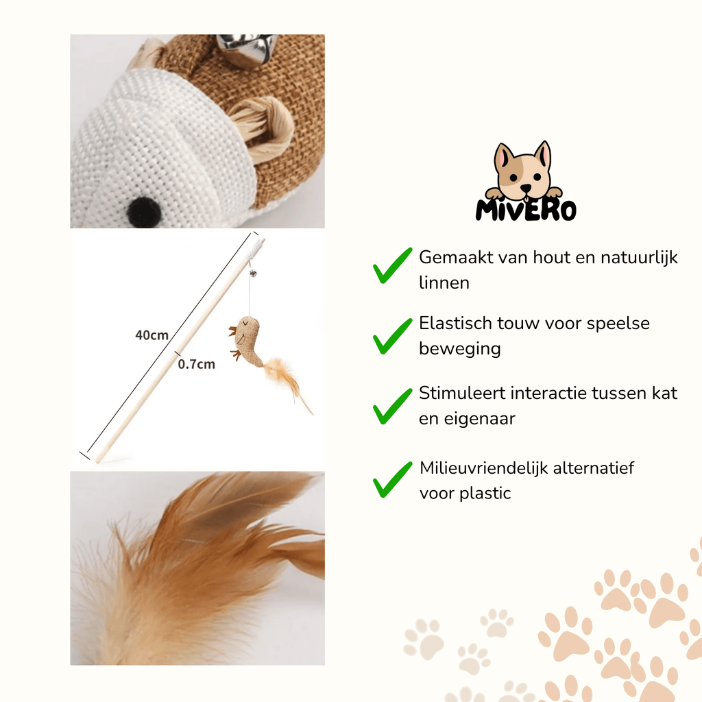 Pawsnatch - Linnen Interactieve Kattenhengel - Mivero