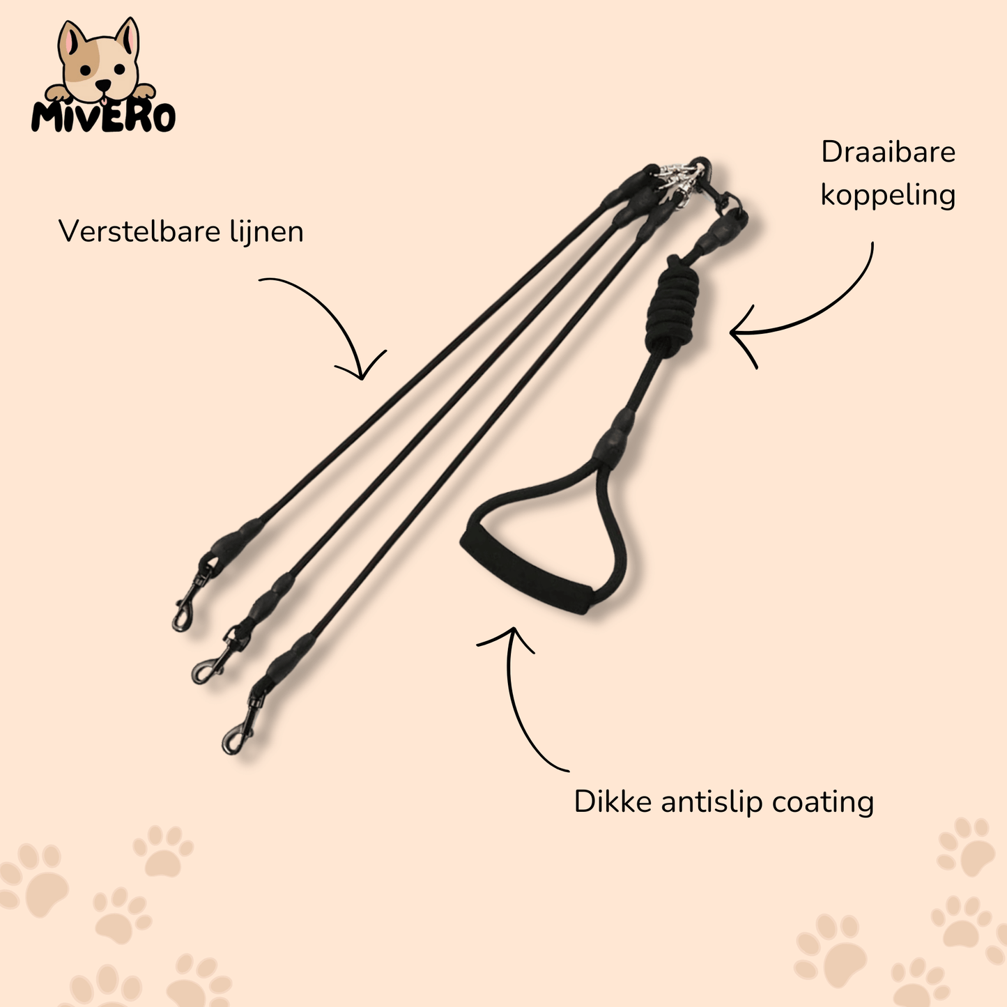 pawsync - anti - knoop hondenriem - mivero