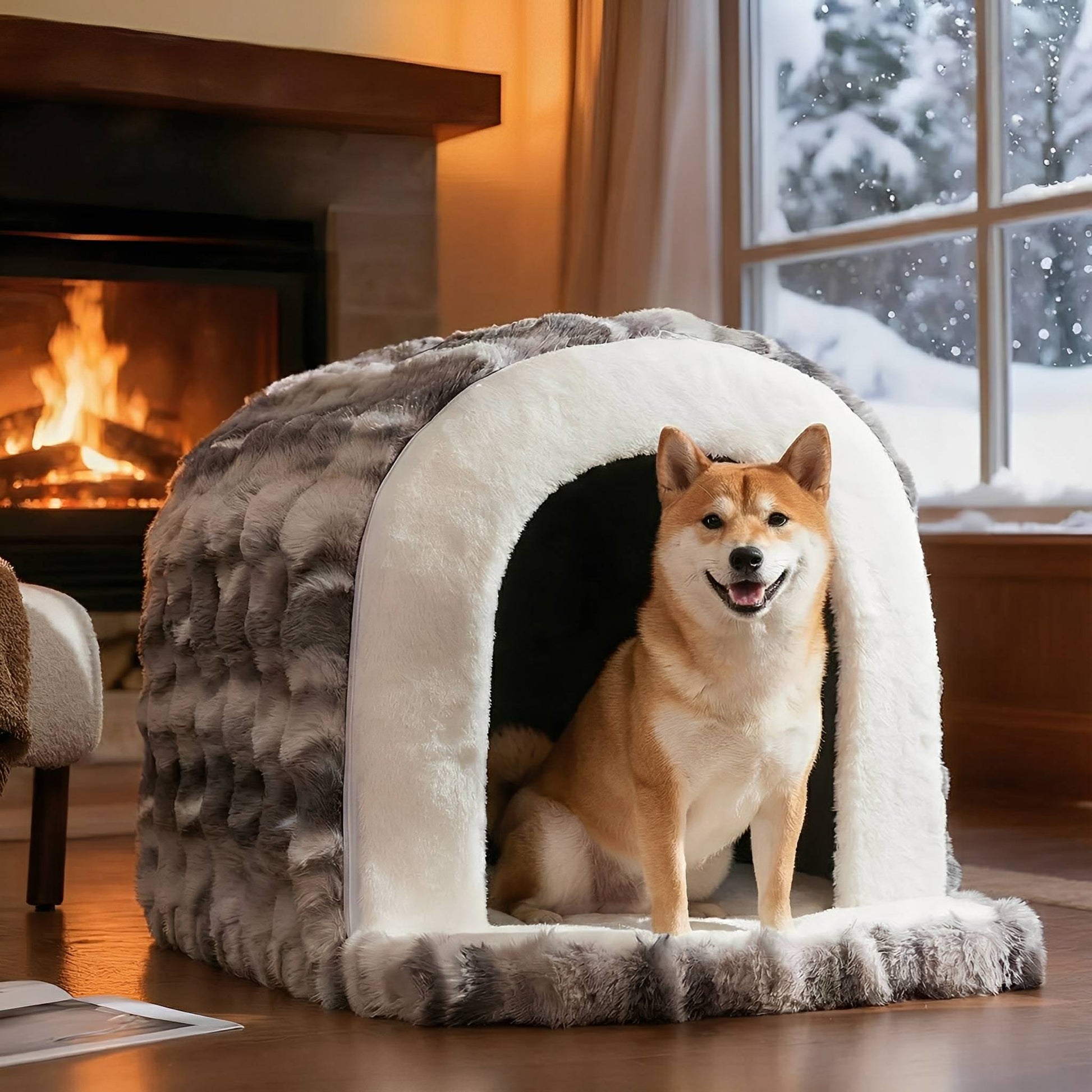 Pawven - Iglo Bed Huisdieren Semi Gesloten - Mivero