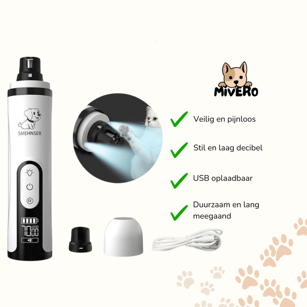PediPet - Stille Elektrische Huisdier Nagelvijl - Mivero