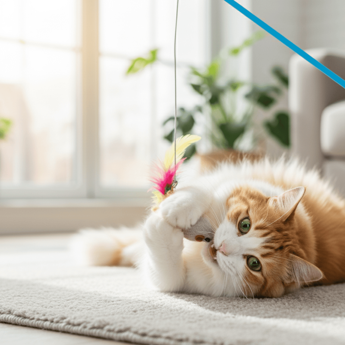 pouncee - kattenhengel met muis en veren - mivero