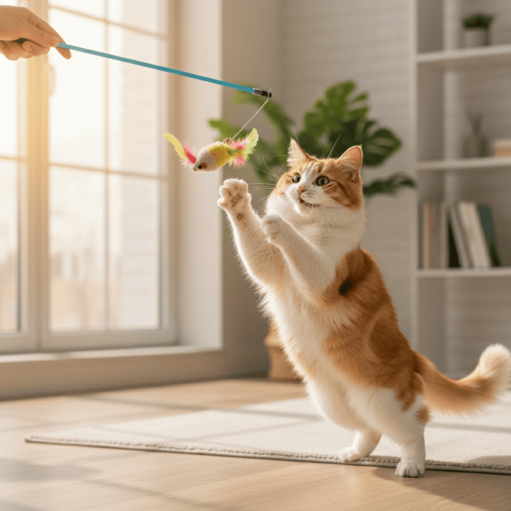 Pouncee - Kattenhengel met muis en veren - Mivero