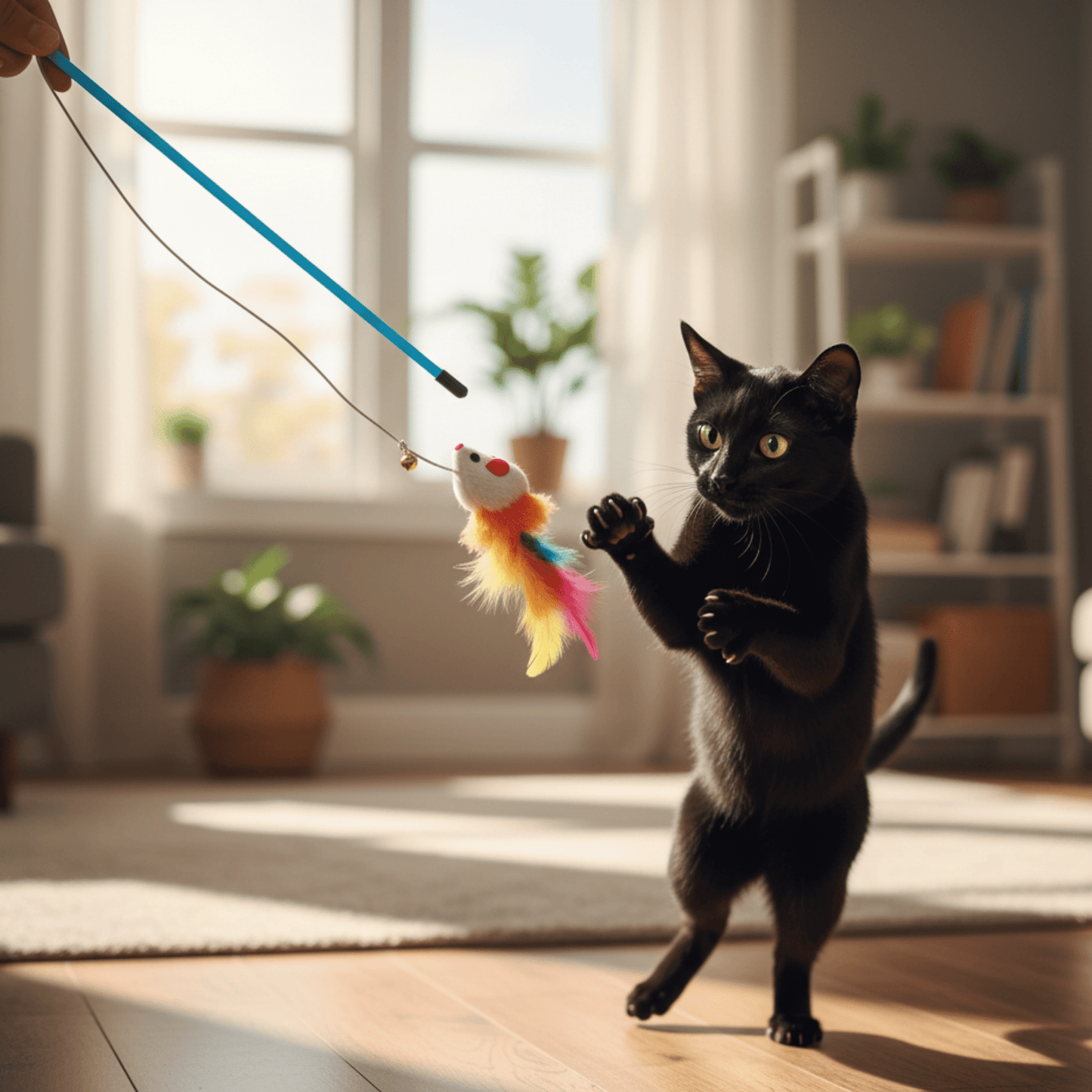 pouncee - kattenhengel met muis en veren - mivero