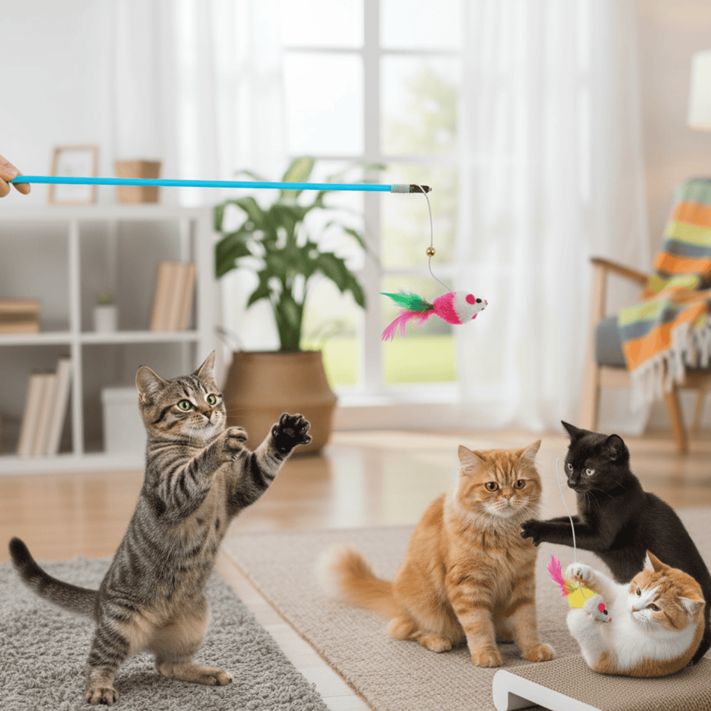 Pouncee - Kattenhengel met muis en veren - Mivero