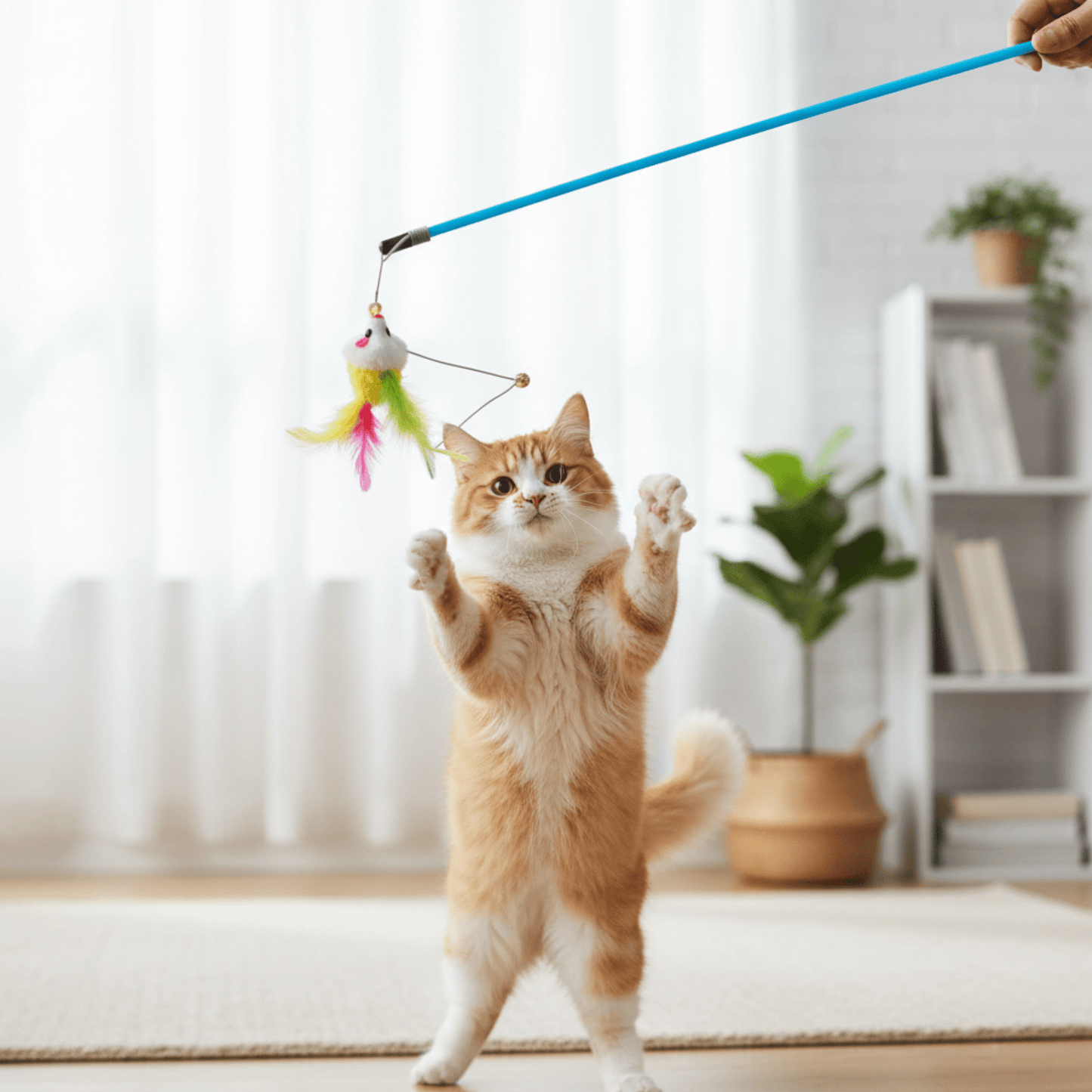 pouncee - kattenhengel met muis en veren - mivero