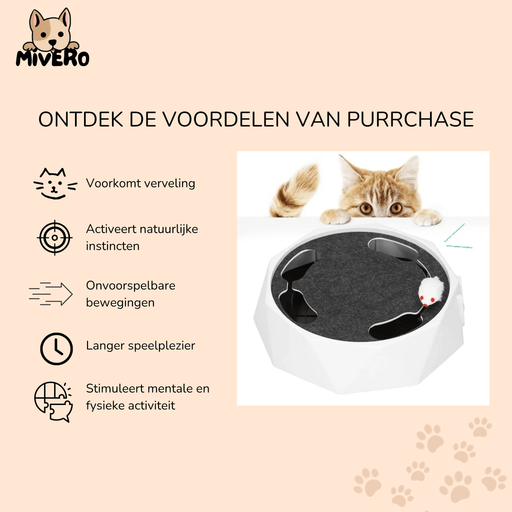 PurrChase - Kattenspeelgoed Interactieve Muis Krabmat - Mivero