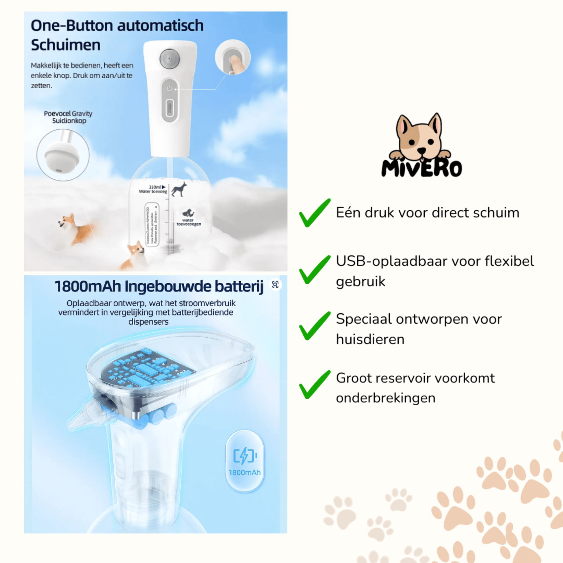 Purrify - Automatische Schuim Hondendouche - Mivero