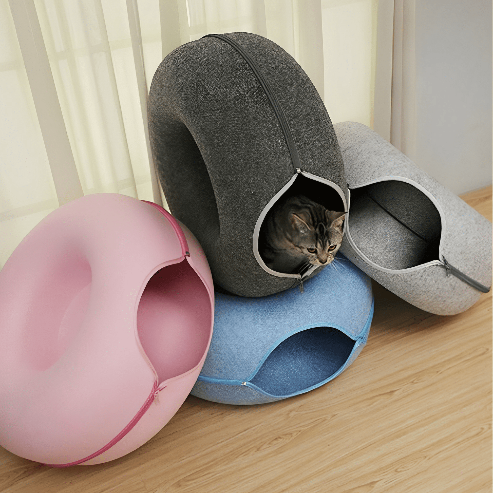PurrPod - Katten Iglo Vilt Donutvorm - Mivero
