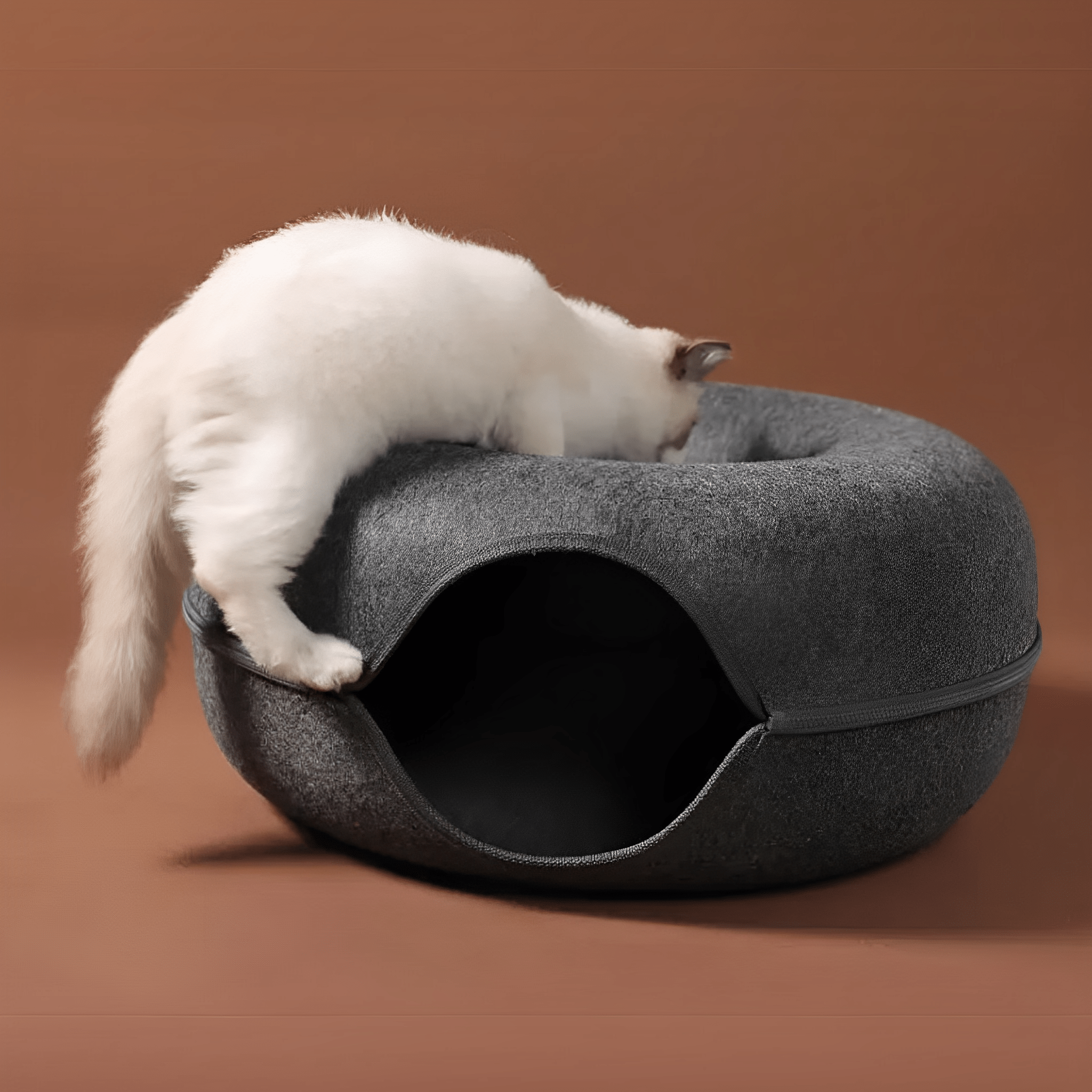 PurrPod - Katten Iglo Vilt Donutvorm - Mivero