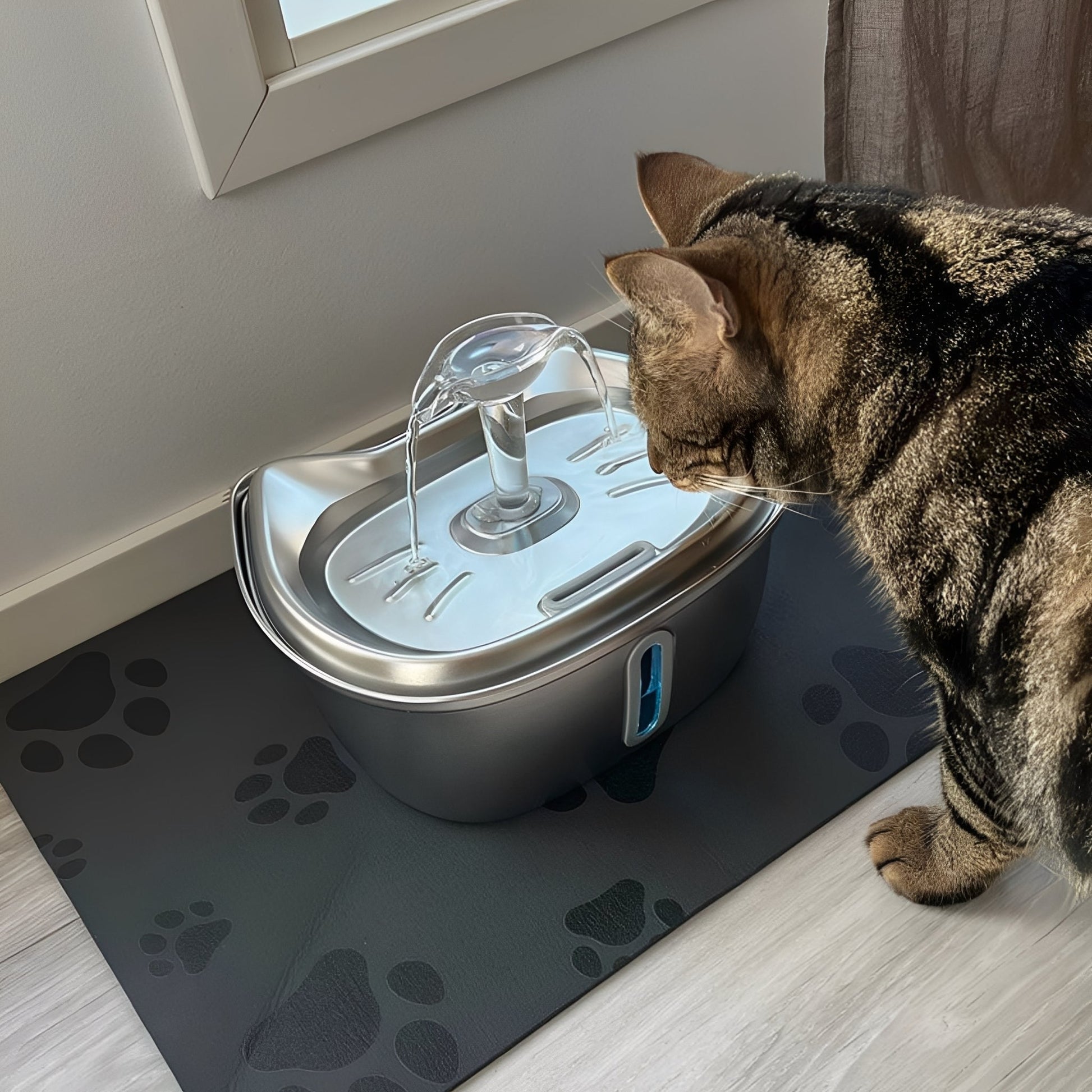 Purrtain - Katten Drinkfontein RVS 3L Met Filter - Mivero