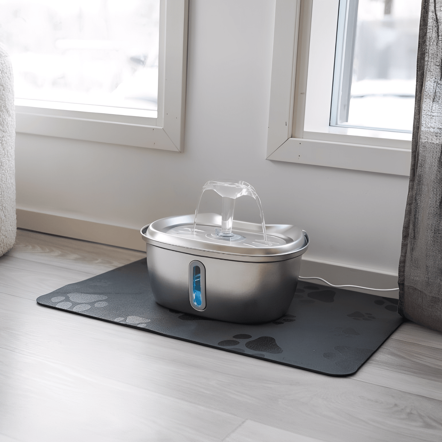 purrtain - katten drinkfontein rvs 3l met filter - mivero