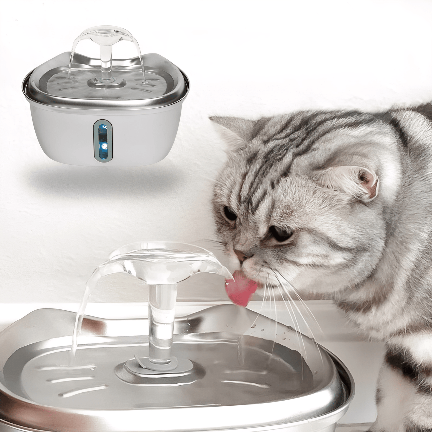 purrtain - katten drinkfontein rvs 3l met filter - mivero