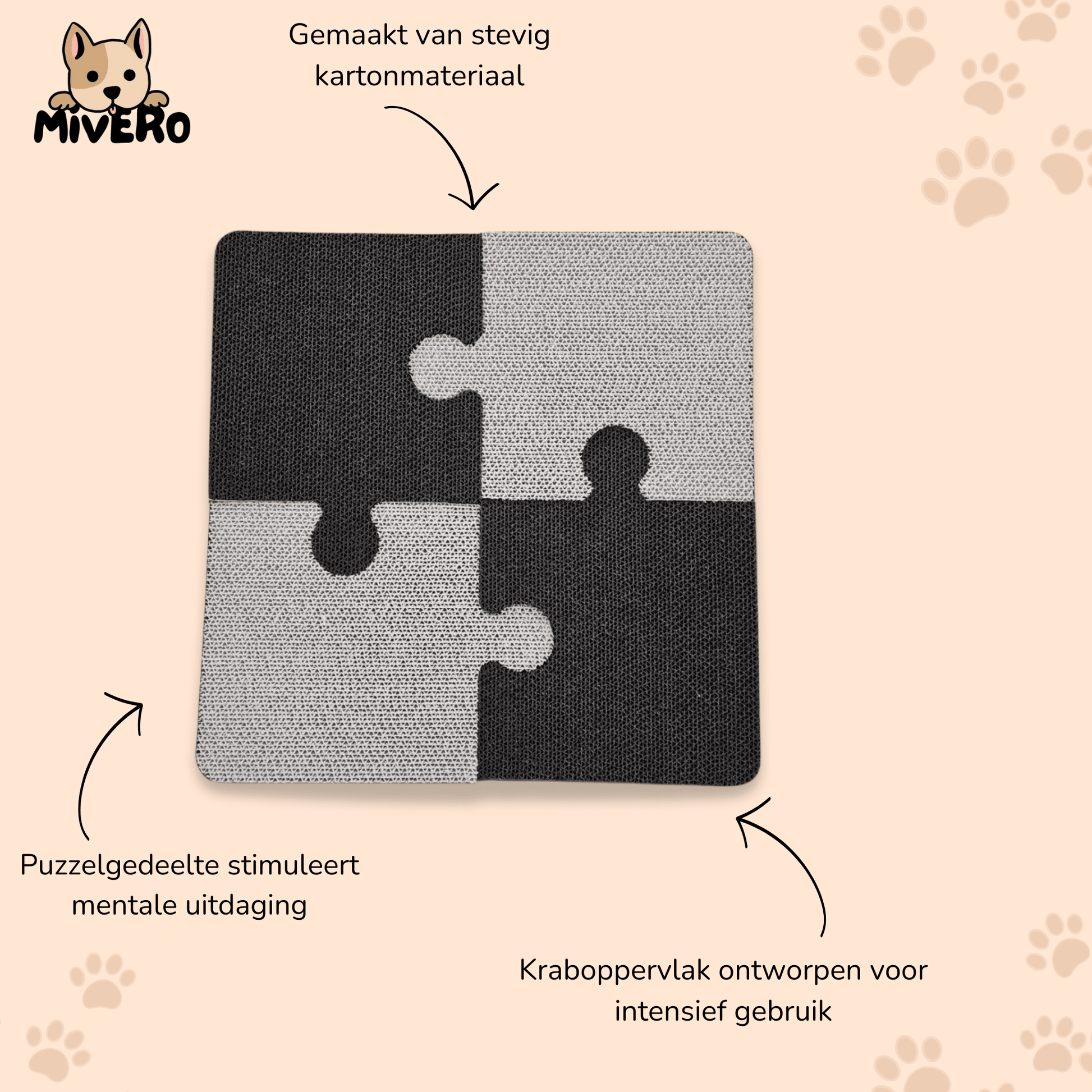 Puzzkrab - Kartonnen Interactieve Krabmat - Mivero