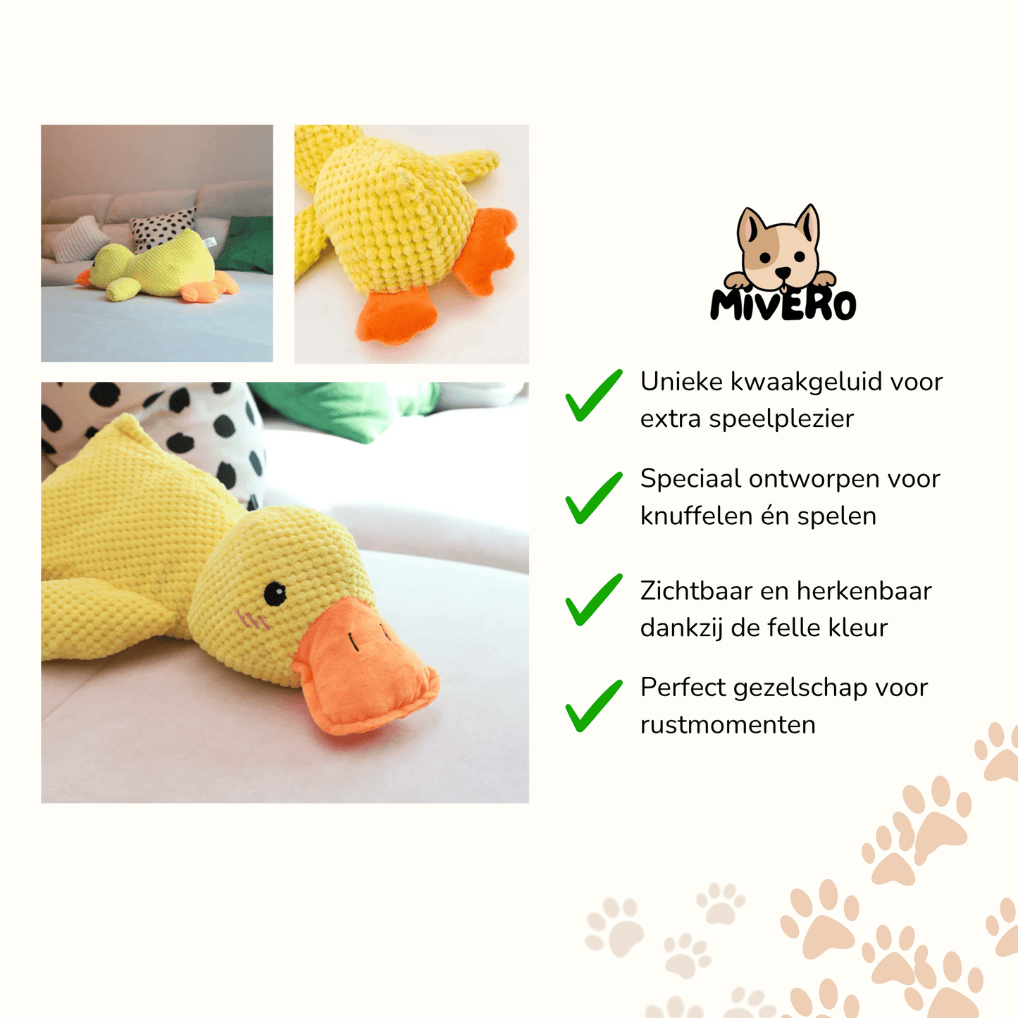 quackmate - honden stress eend knuffel - mivero