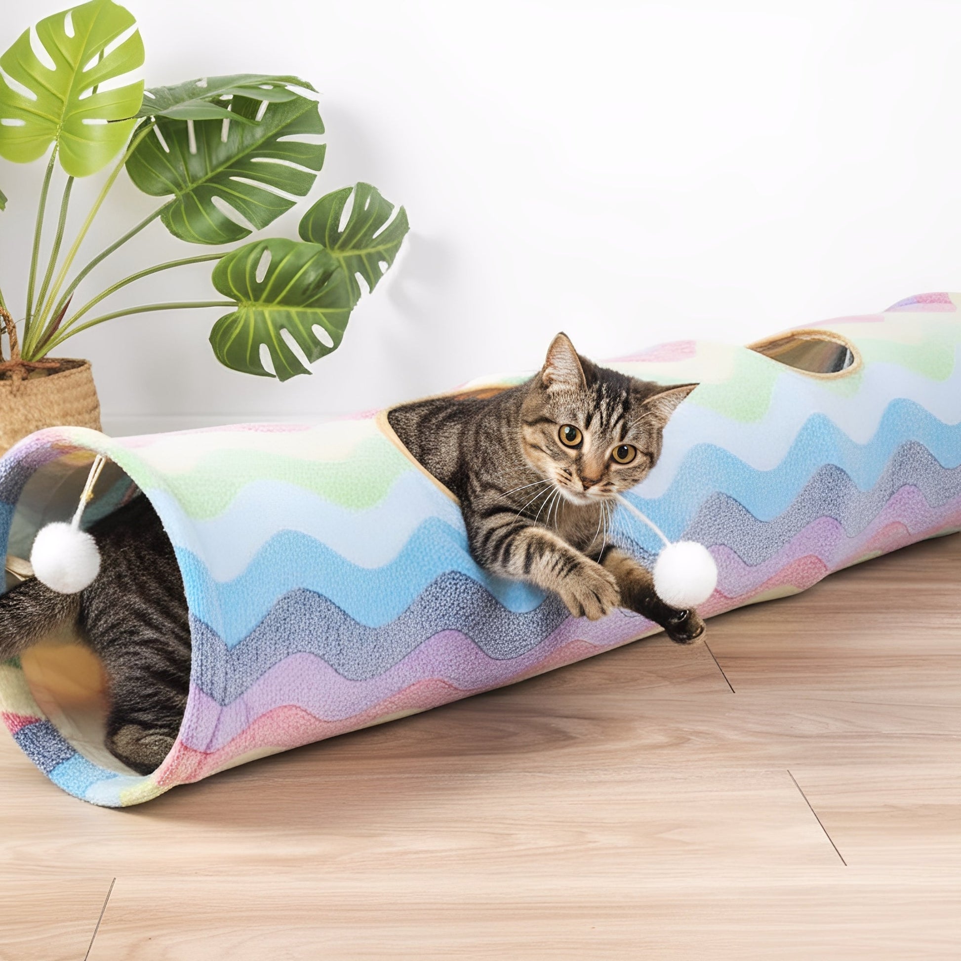 Rainburrow - Kattentunnel Katten Opvouwbaar met Speeltje - Mivero